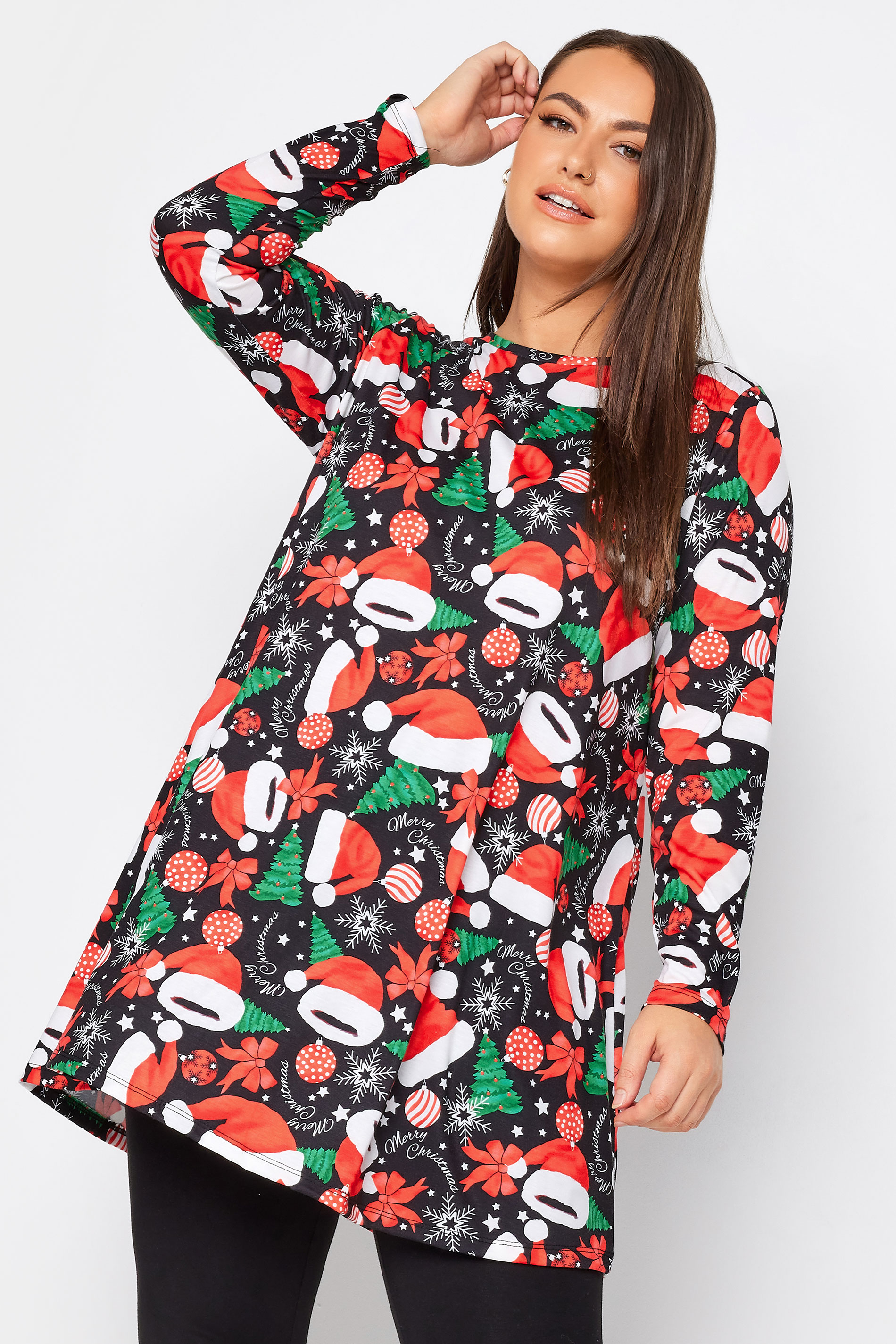 Product Video For YOURS Plus Size Black Christmas Decoration Print Tunic Top | Yours Clothing 1