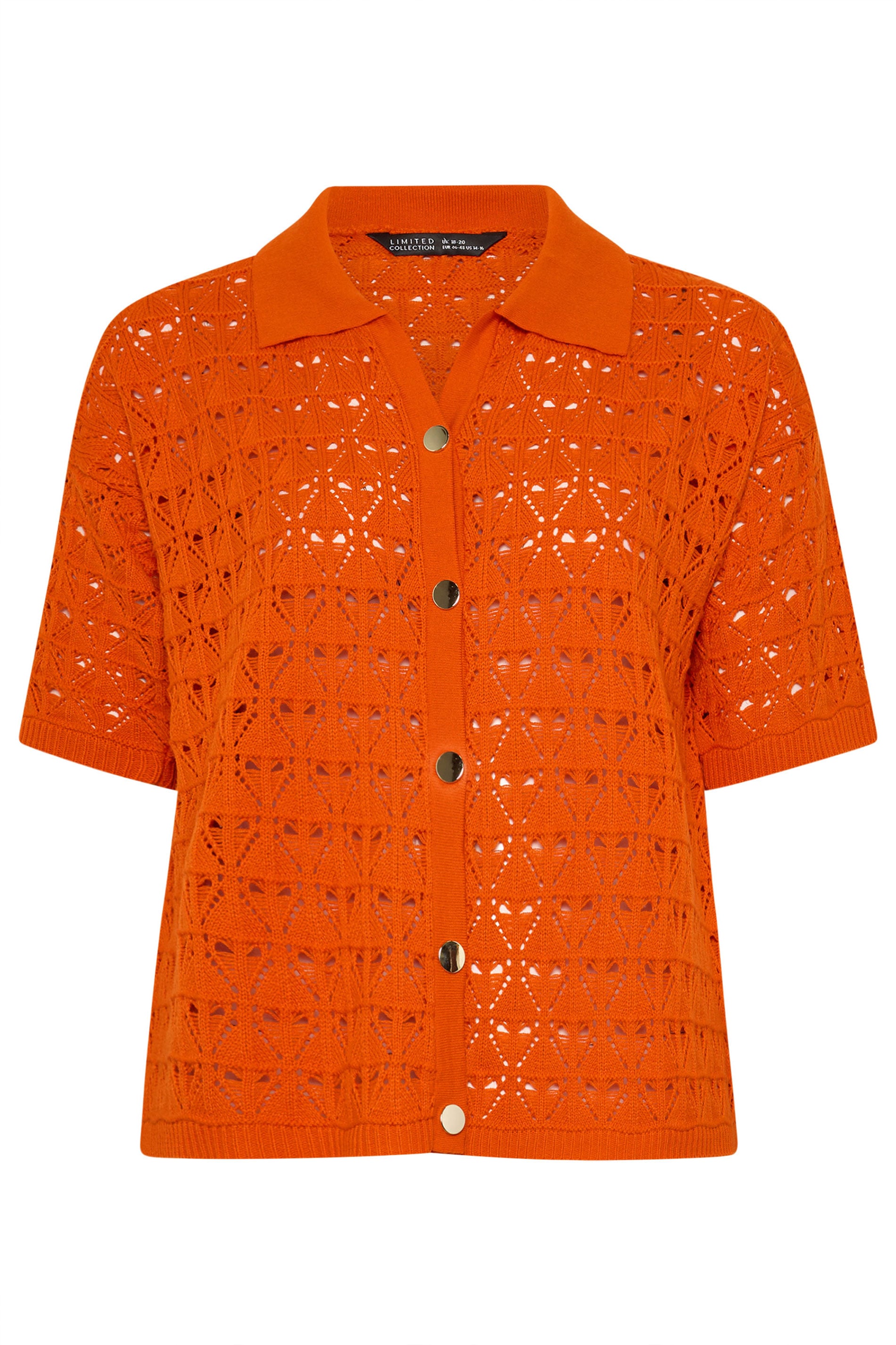 LIMITED COLLECTION Plus Size Orange Crochet Shirt | Yours Clothing 5