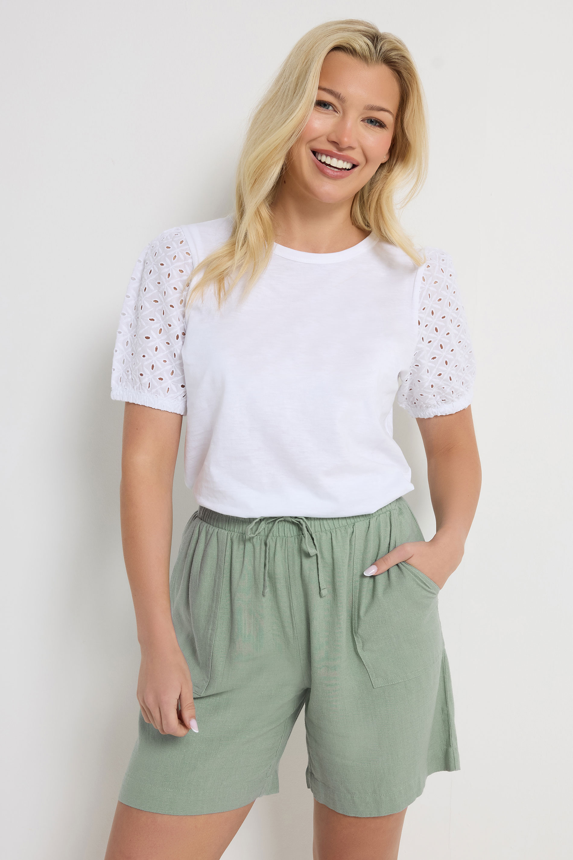 M&Co Sage Green Linen Shorts | M&Co 1