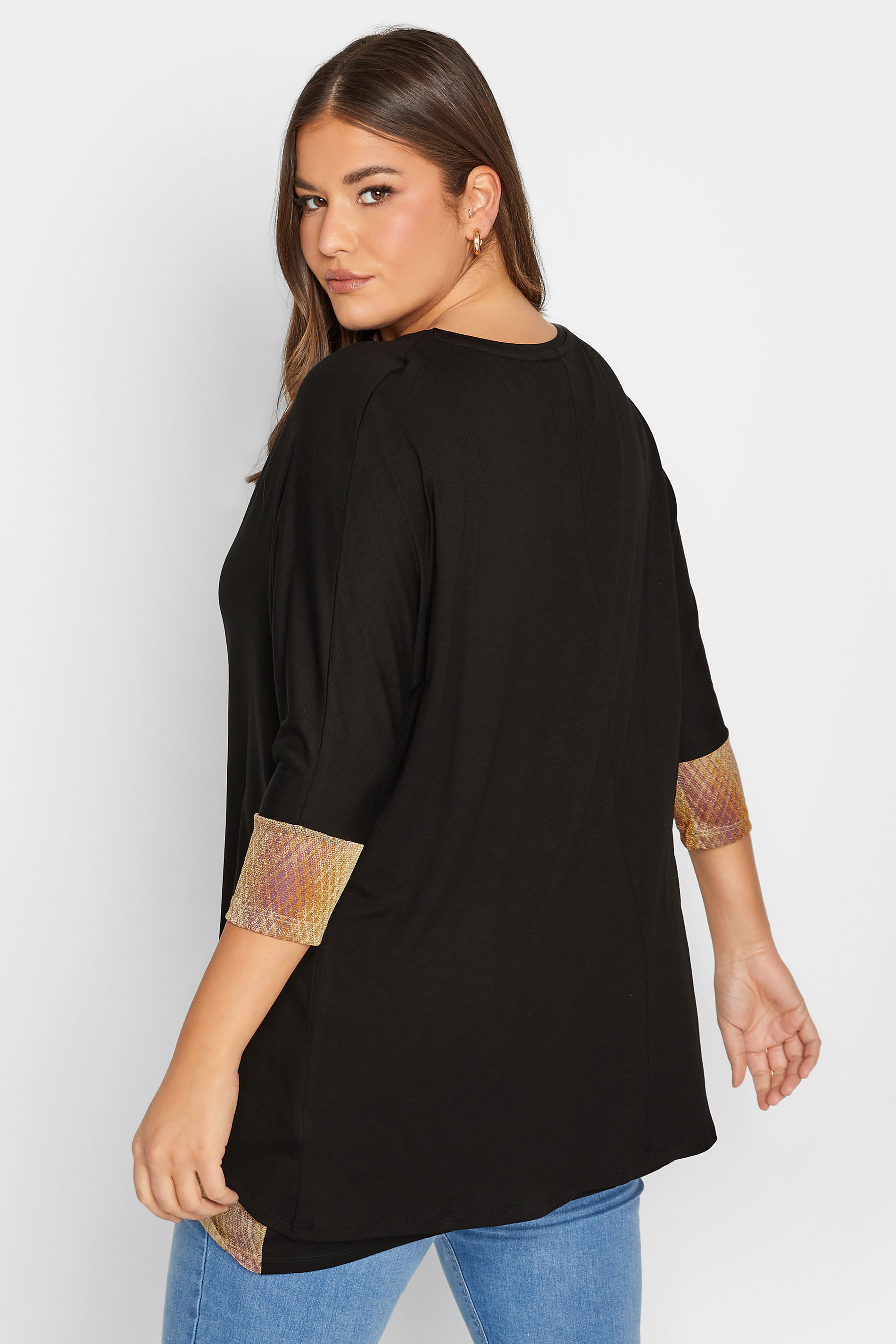 YOURS Plus Size Black Layered Check Print Top | Yours Clothing 3