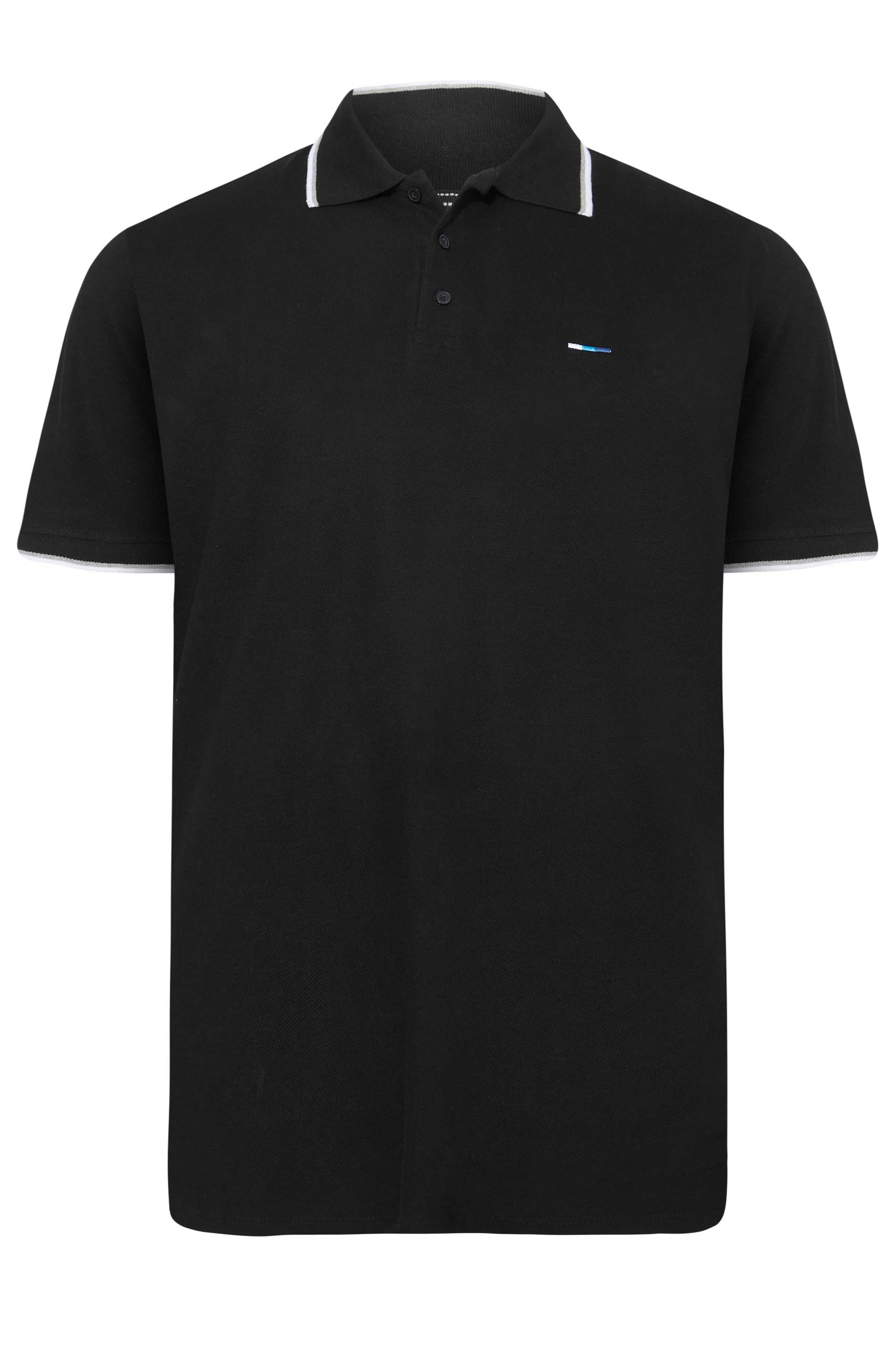 BadRhino Black Essential Tipped Polo Shirt | BadRhino 3