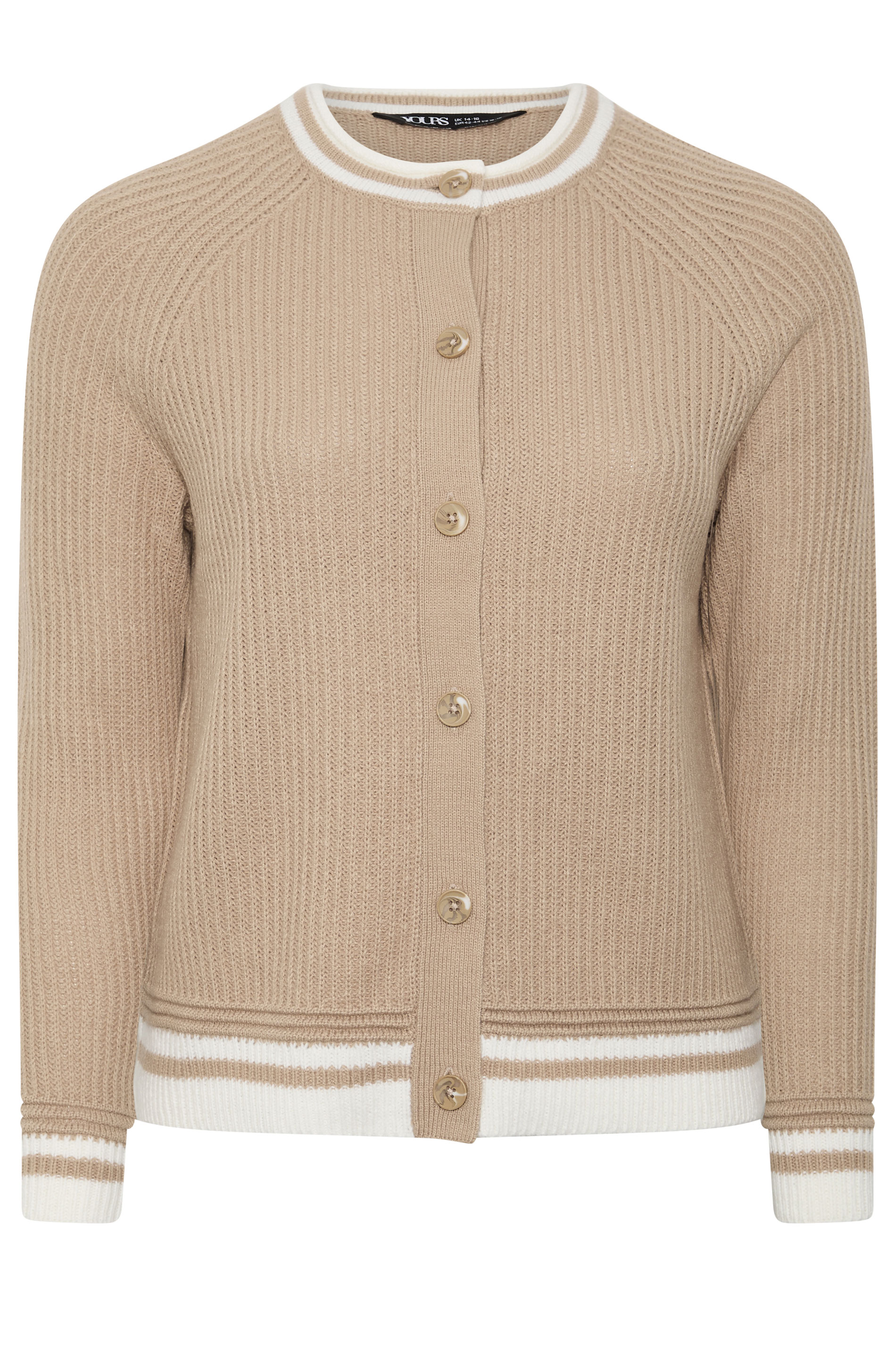 YOURS Plus Size Brown Crew Neck Knitted Cardigan | Yours Clothing 7