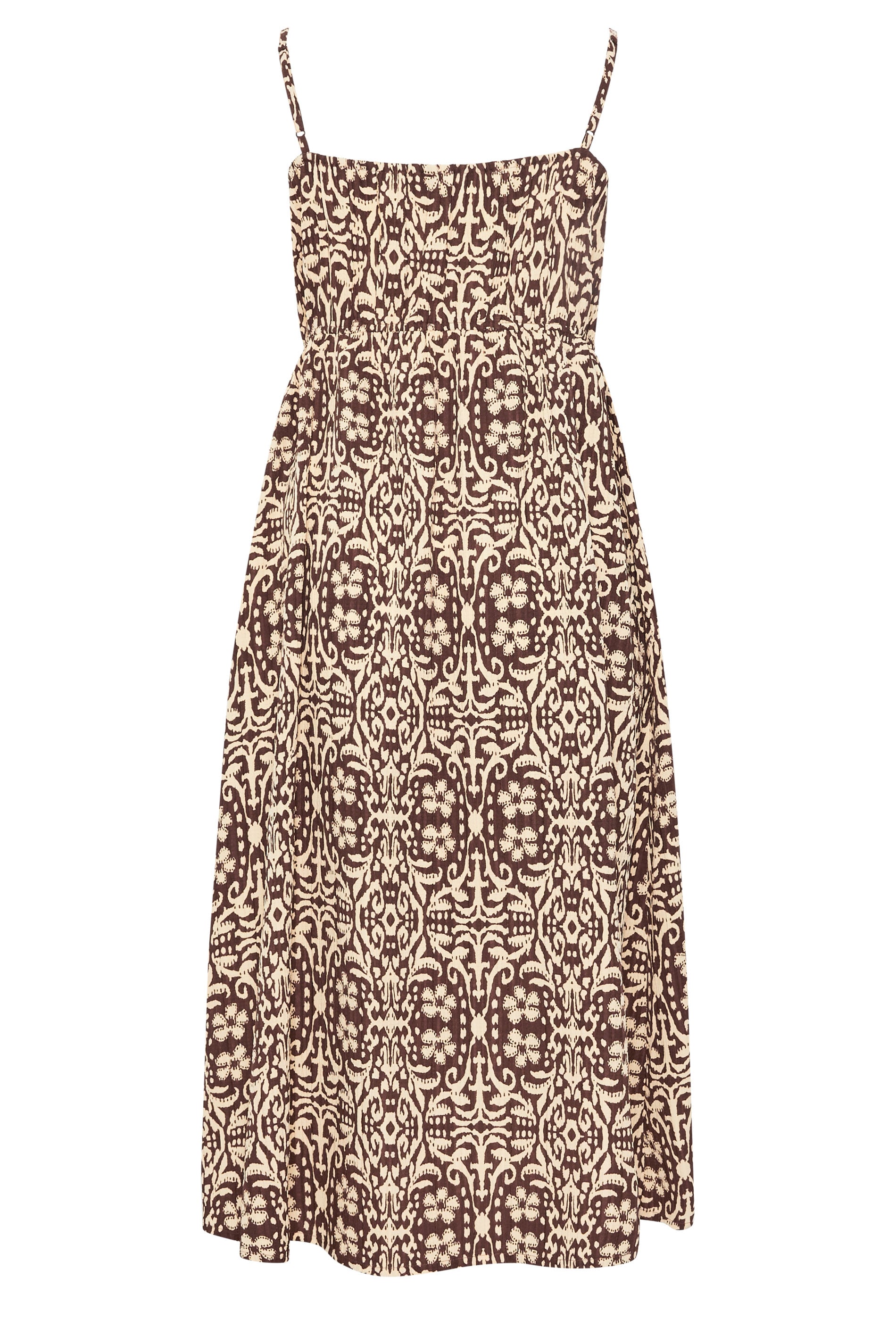 LIMITED COLLECTION Plus Size Brown Abstract Tie Strap Dress | Yours Clothing 6