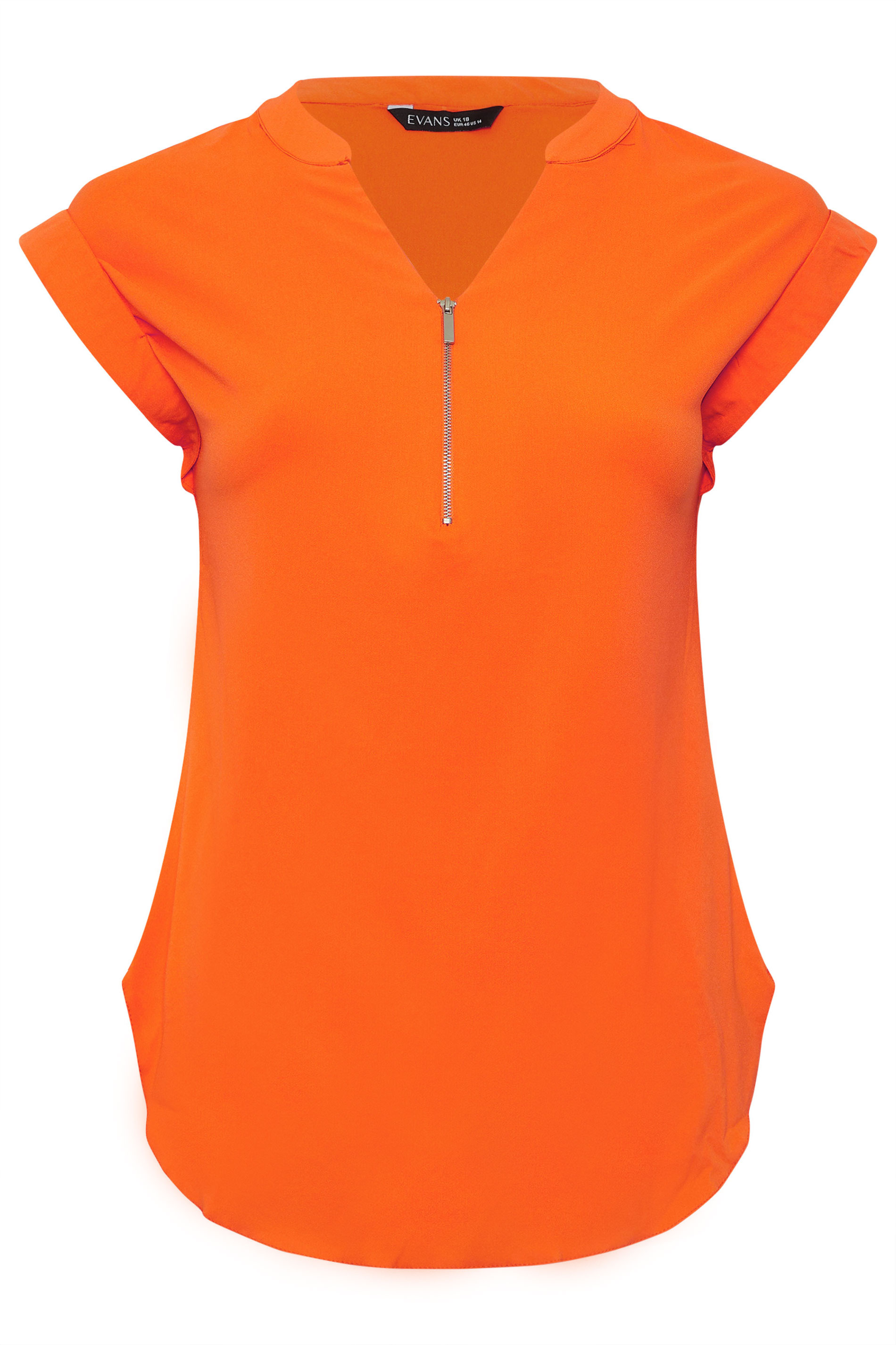 EVANS Plus Size Orange Zip Front Blouse | Evans 5