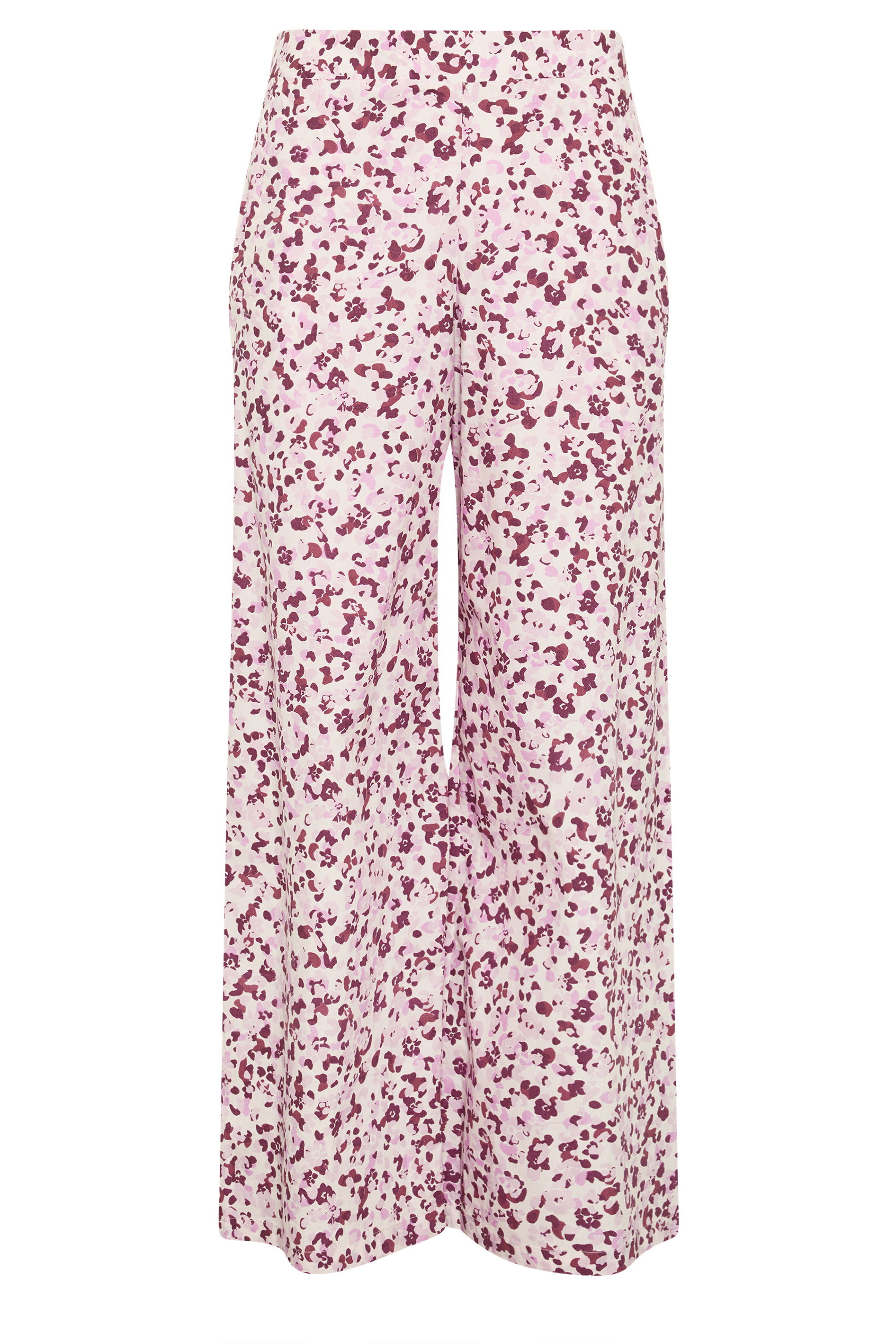 PixieGirl Petite Women's Pink Animal Print Wide Leg Trousers | PixieGirl  5