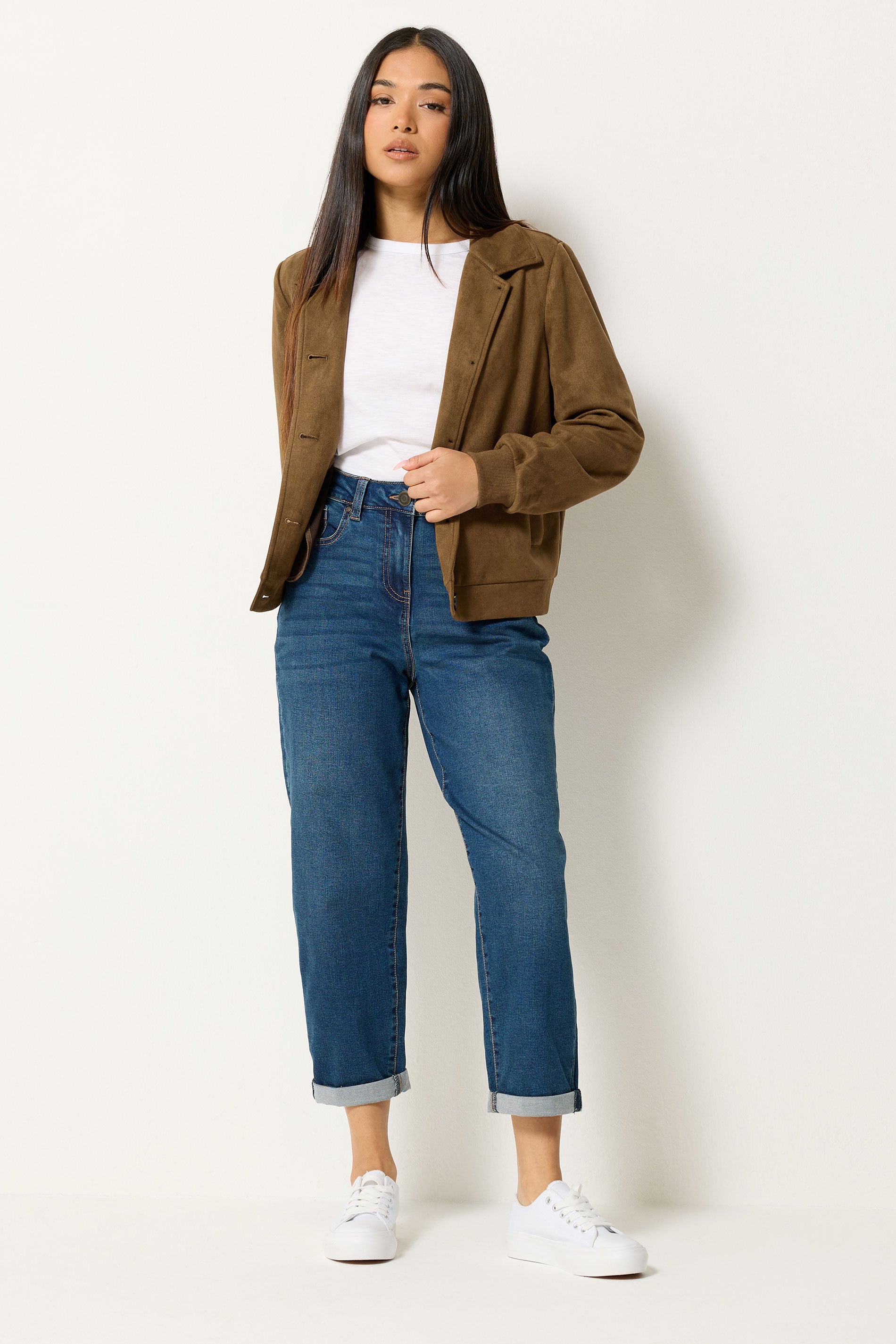 M&Co Petite Brown Faux Suede Button Up Jacket | M&Co 1