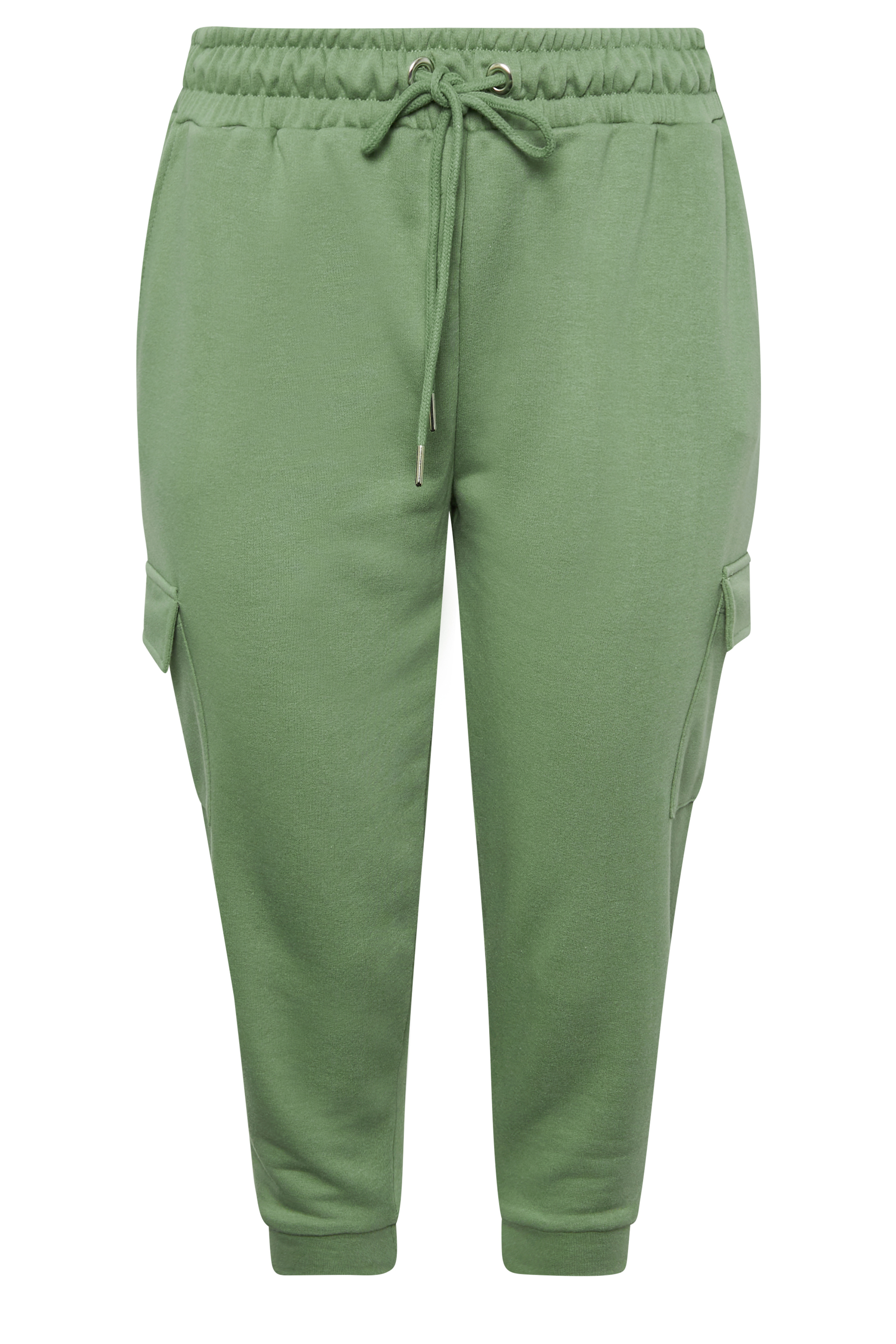 YOURS Curve Sage Green Cargo Pocket Cropped Joggers | Yours Clothing
