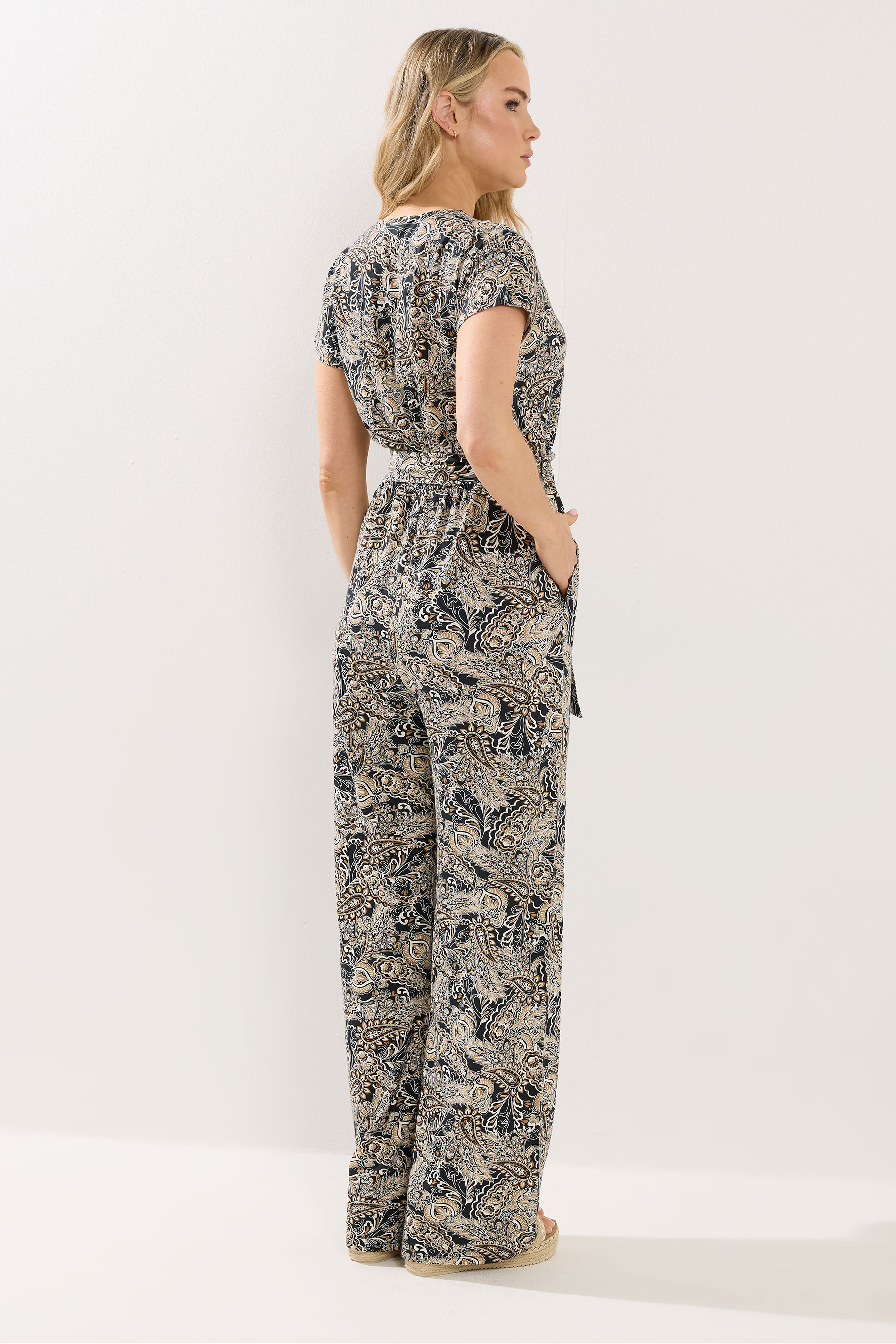 LTS Tall Women's Black Paisley Wrap Jumpsuit | Long Tall Sally 2