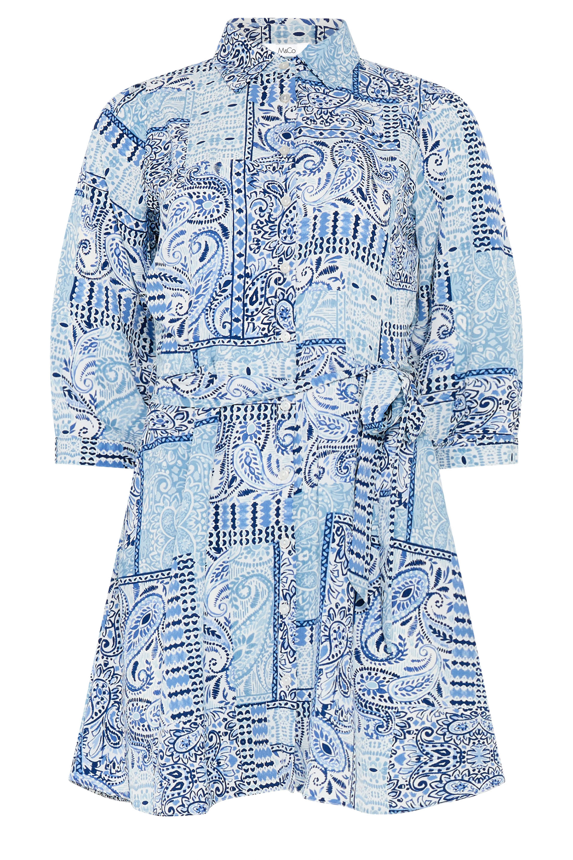 M&Co Blue Tile Printed Belted Tunic Shirt | M&Co 5