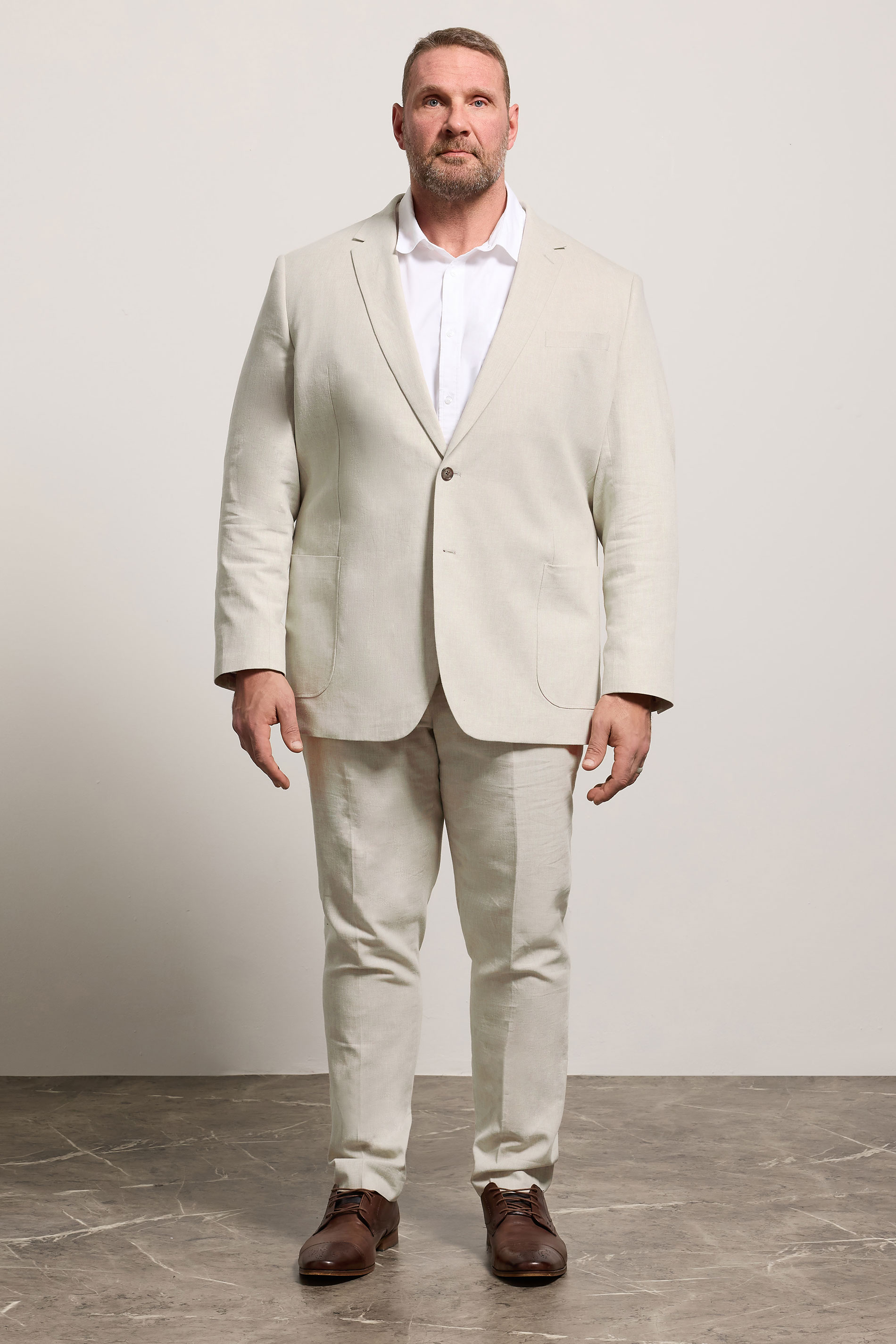 BadRhino Tailoring Big & Tall Oatmeal Brown Linen Suit Trousers | BadRhino 4