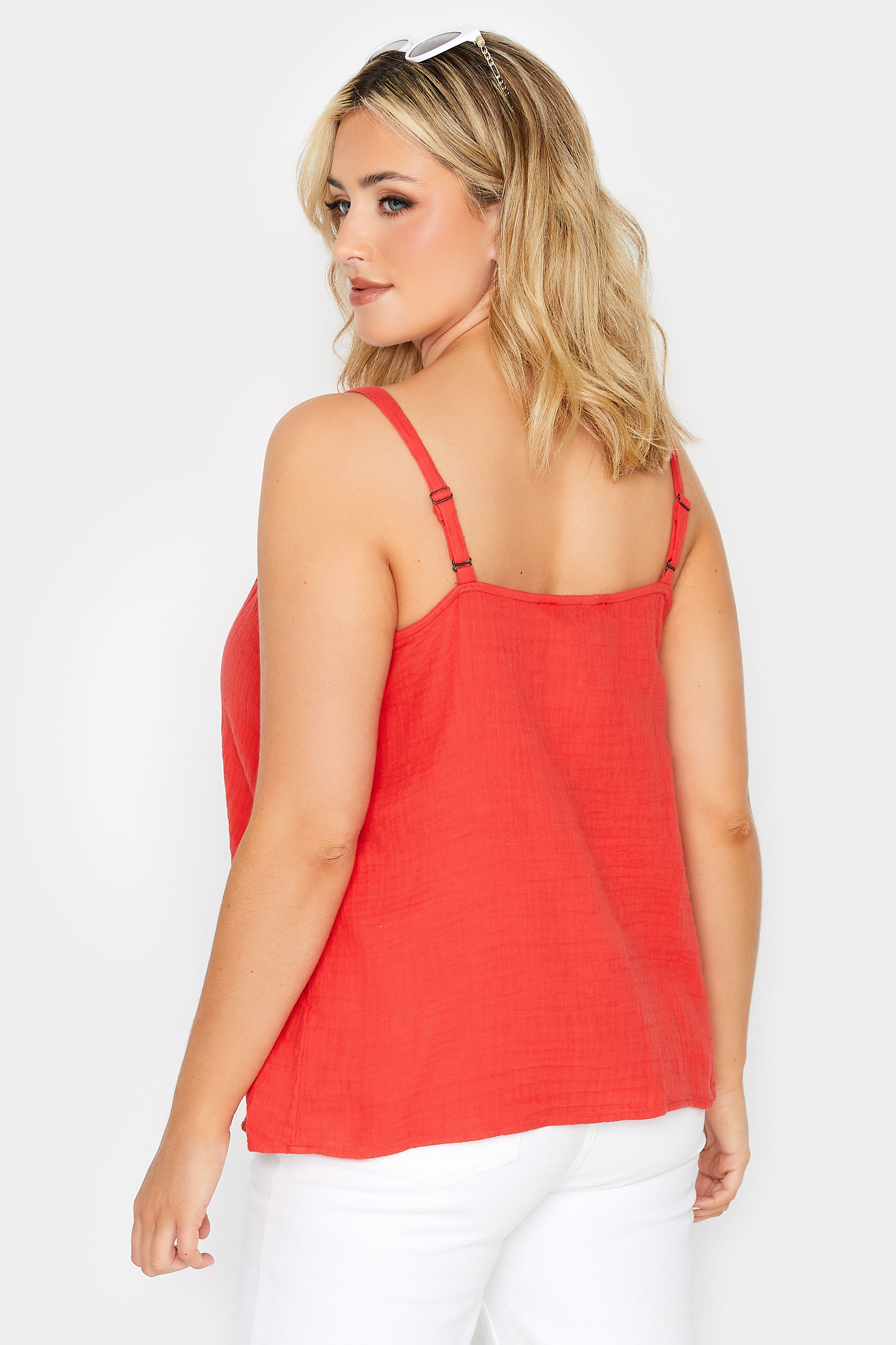 YOURS Plus Size Red Button Cami Vest Top | Yours Clothing 3