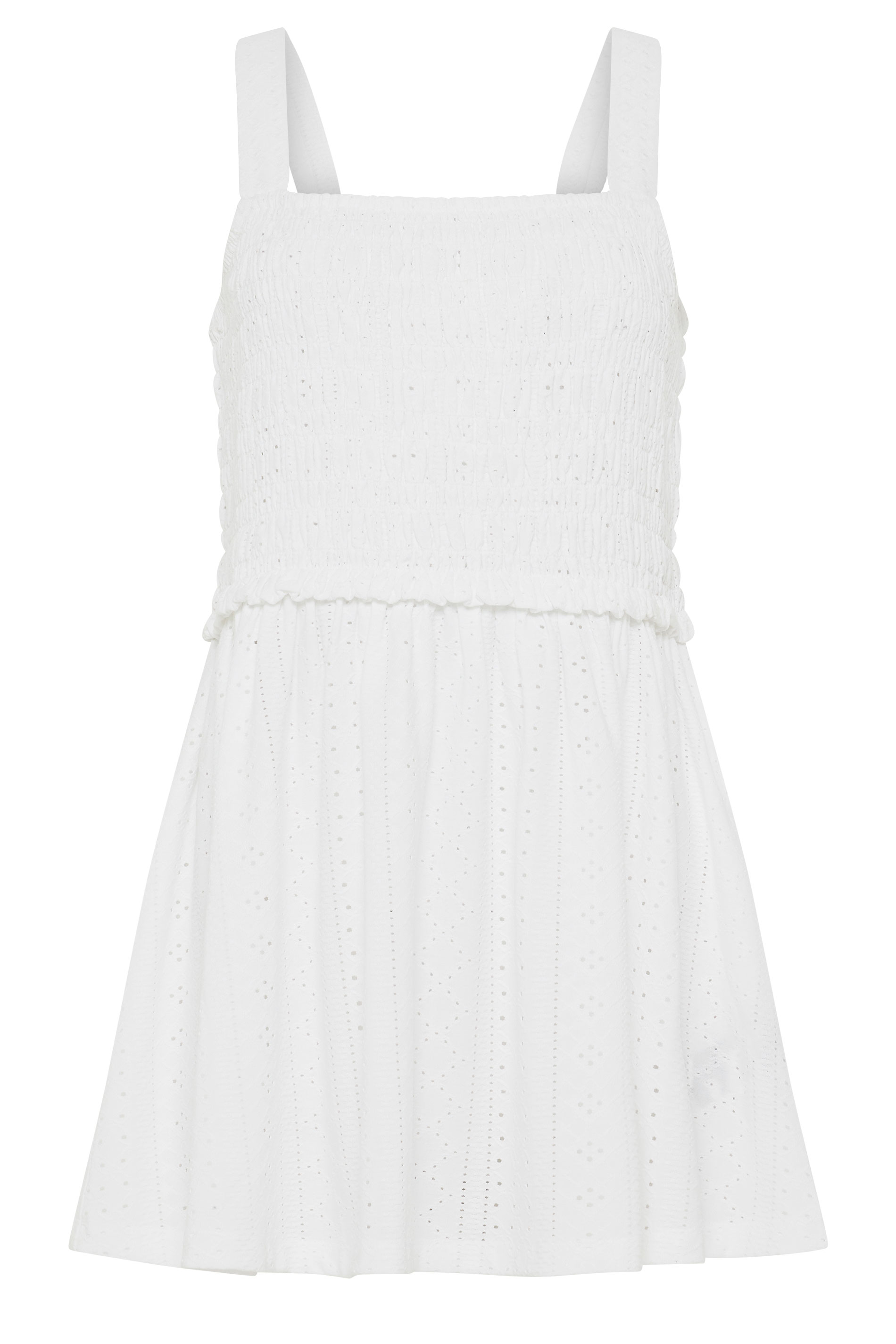 YOURS Plus Size White Broderie Anglasie Vest Top | Yours Clothing 5