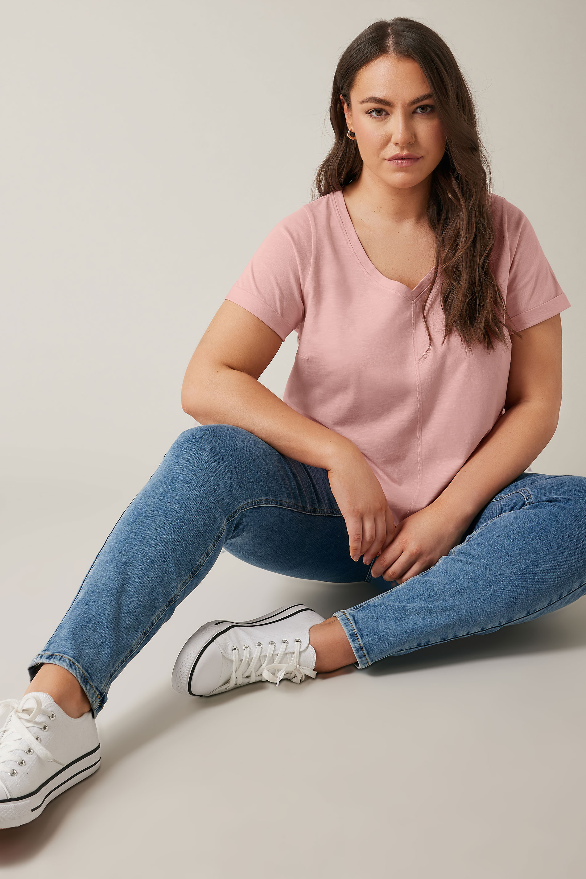 EVANS Plus Size Pink Pure Cotton T-Shirt | Yours Curve 1