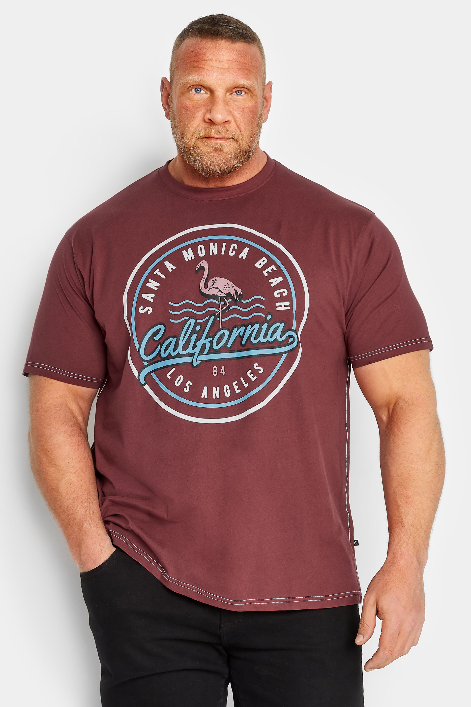 KAM Big & Tall Burgundy Red California Short Sleeve T-Shirt | BadRhino 1