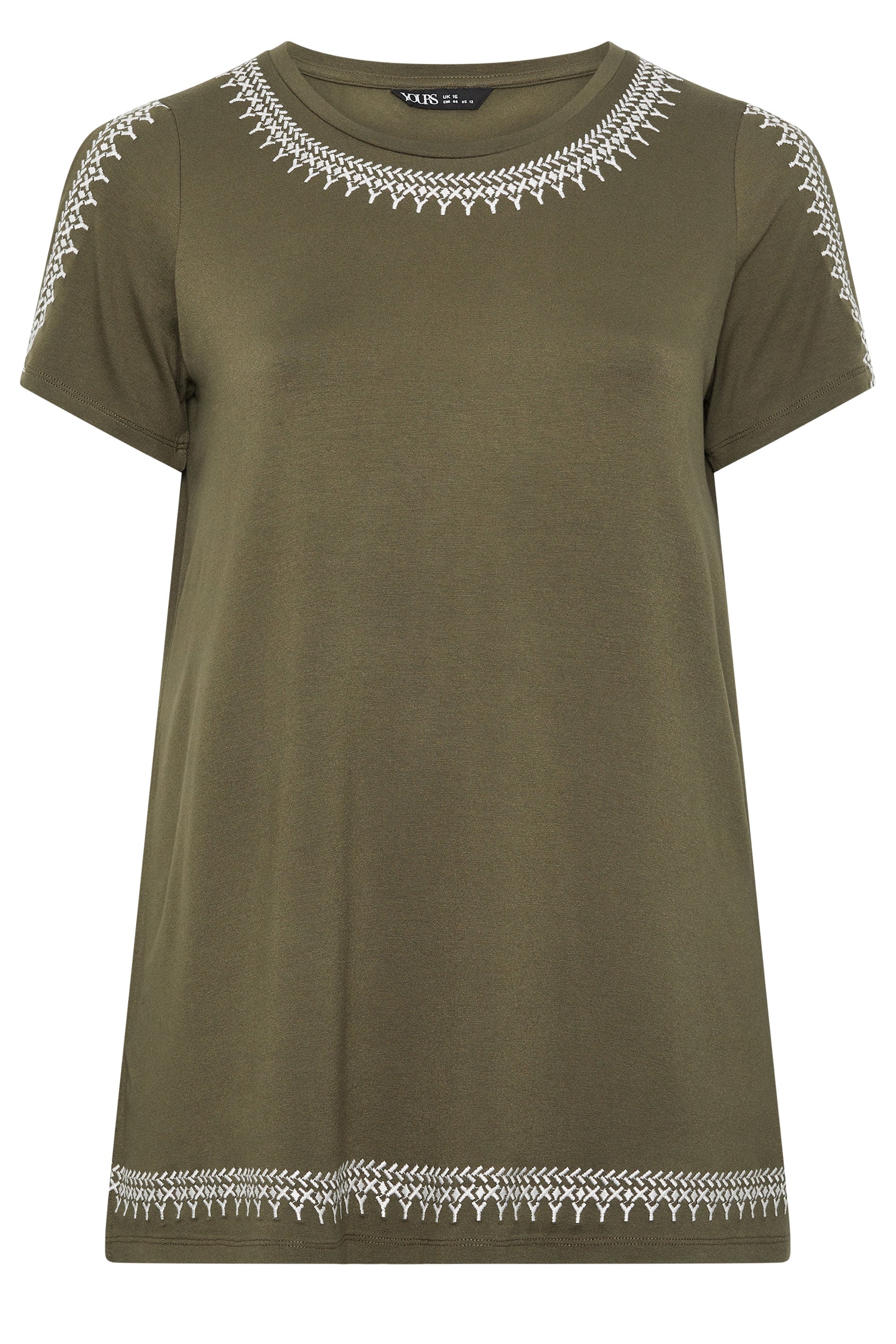 YOURS Plus Size Green Embroidered T-Shirt | Yours Clothing 5