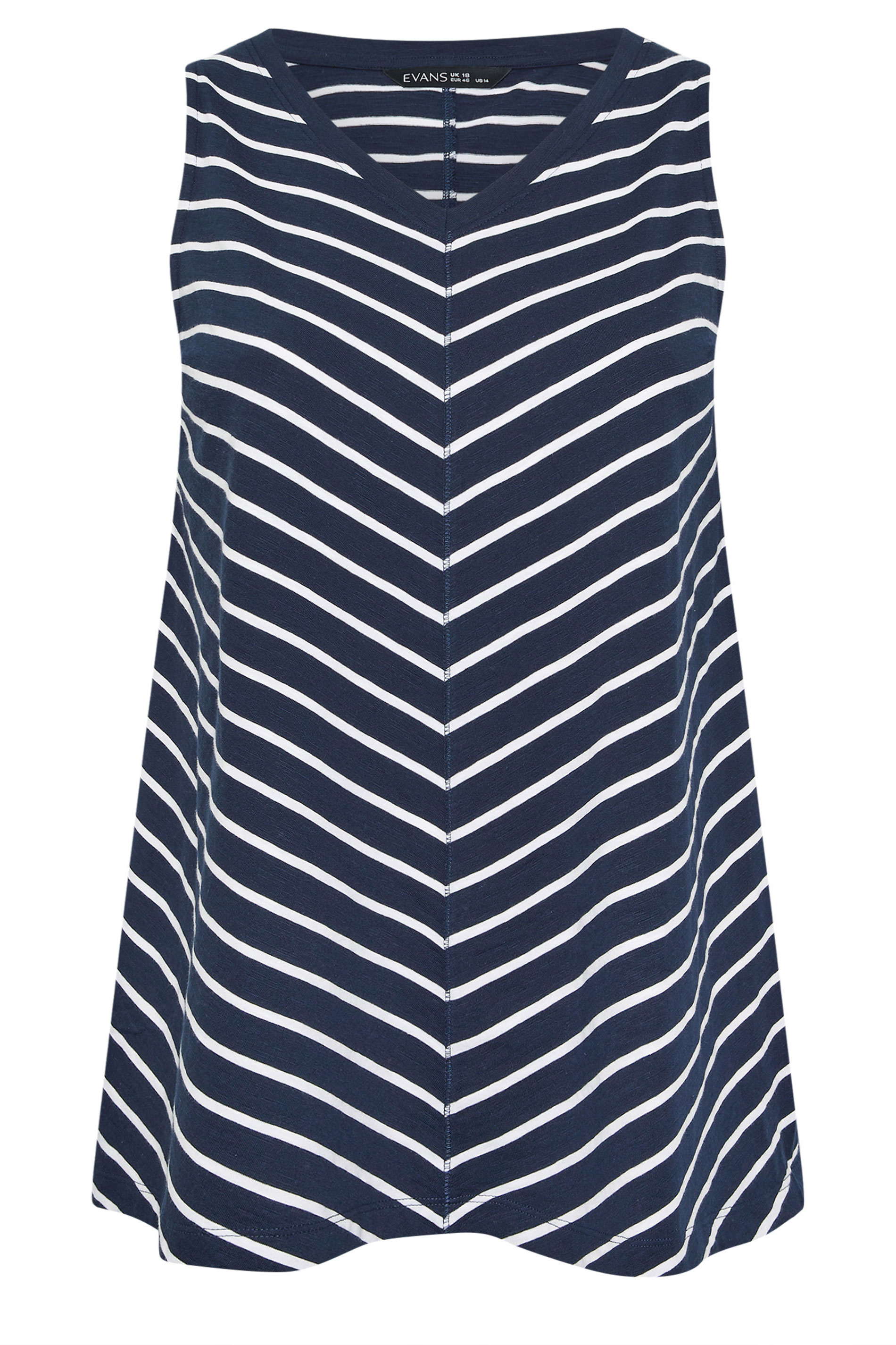 EVANS ESSENTIAL 4 Pack Navy Blue & White Vest Tops | Evans 11