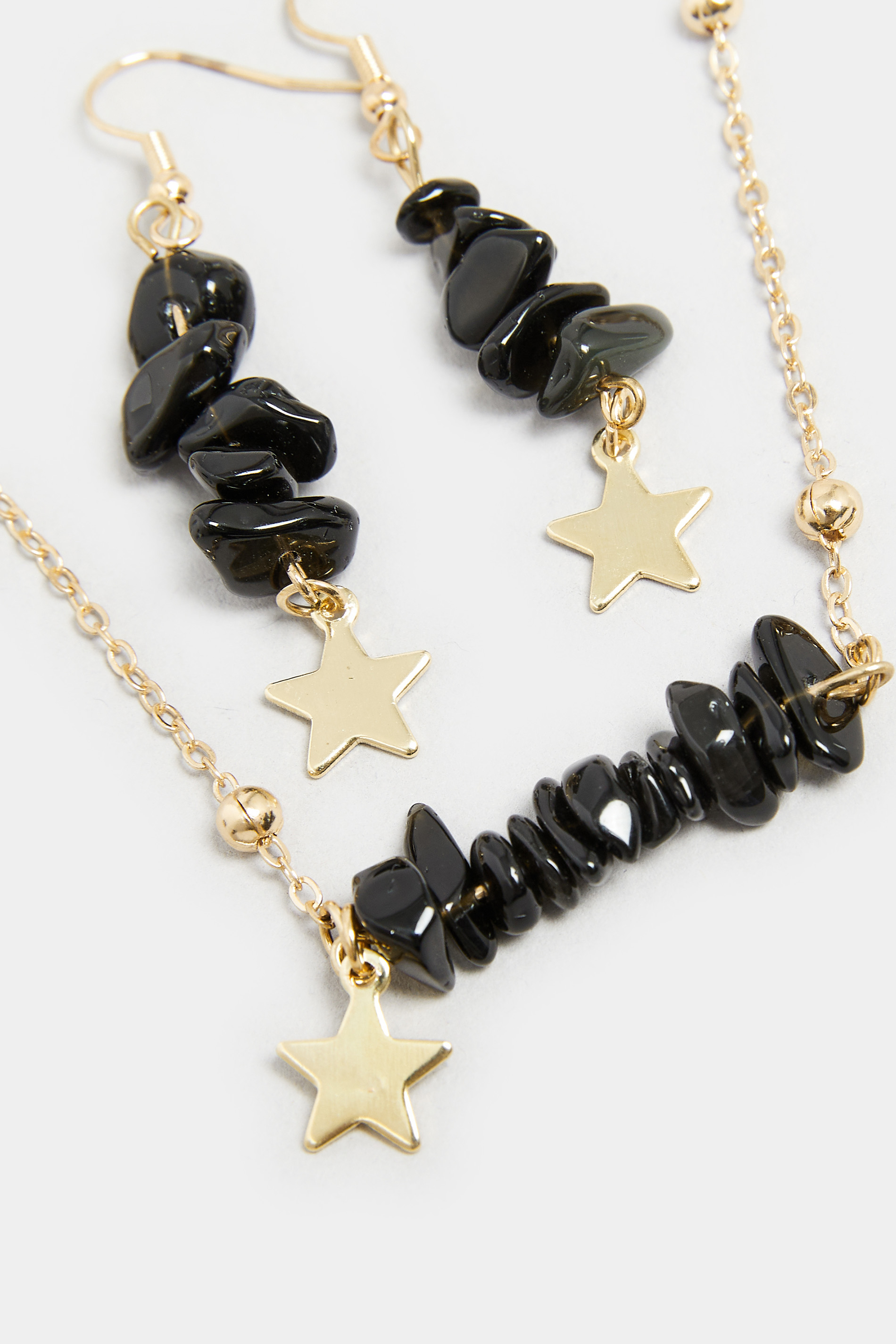 2 PACK Gold Tone Stone Star Necklace & Earring Set | Yours Clothing 3
