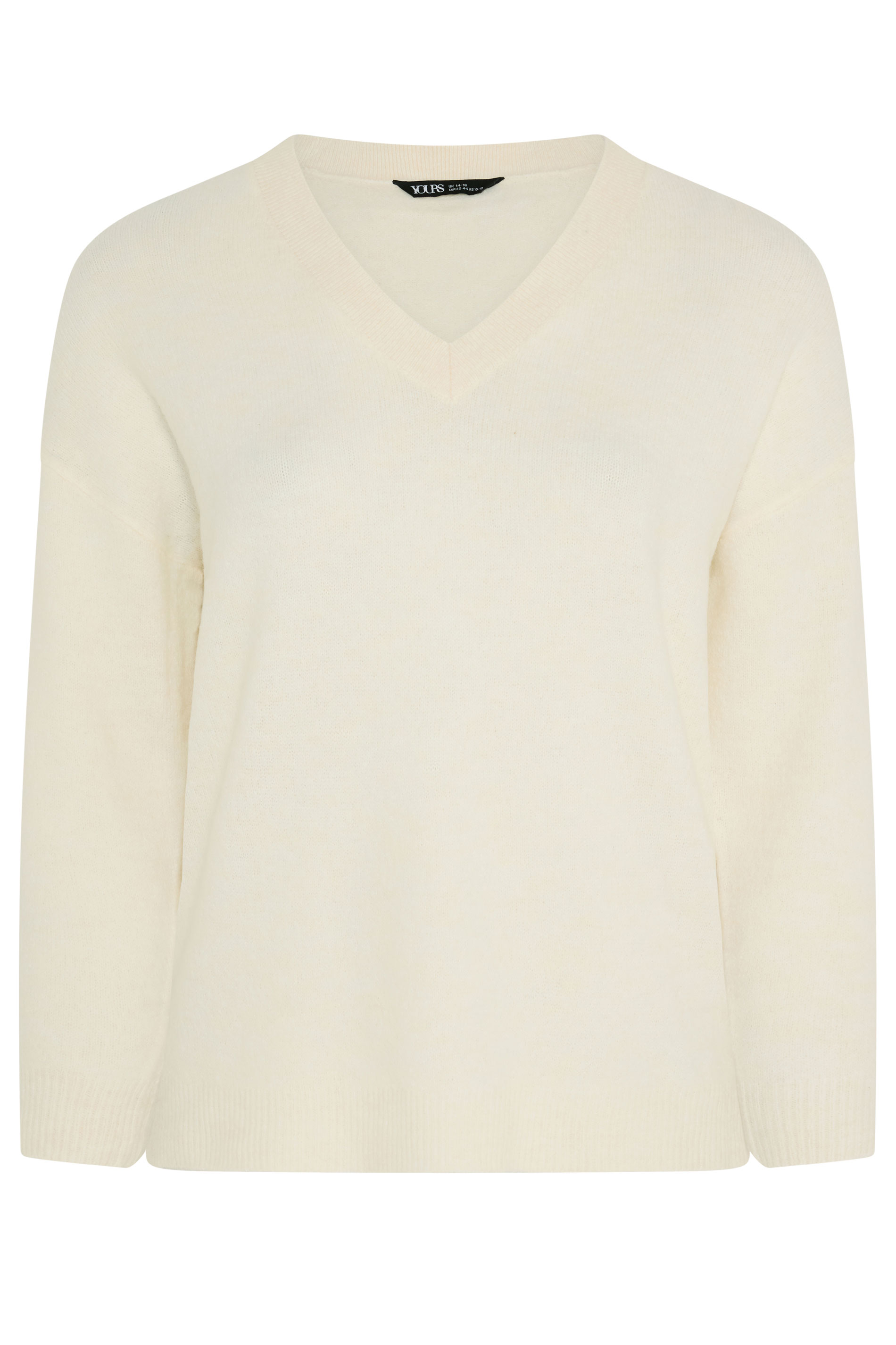 YOURS Plus Size Ivory White V-Neck Soft Touch Jumper | Yours Clothing 6