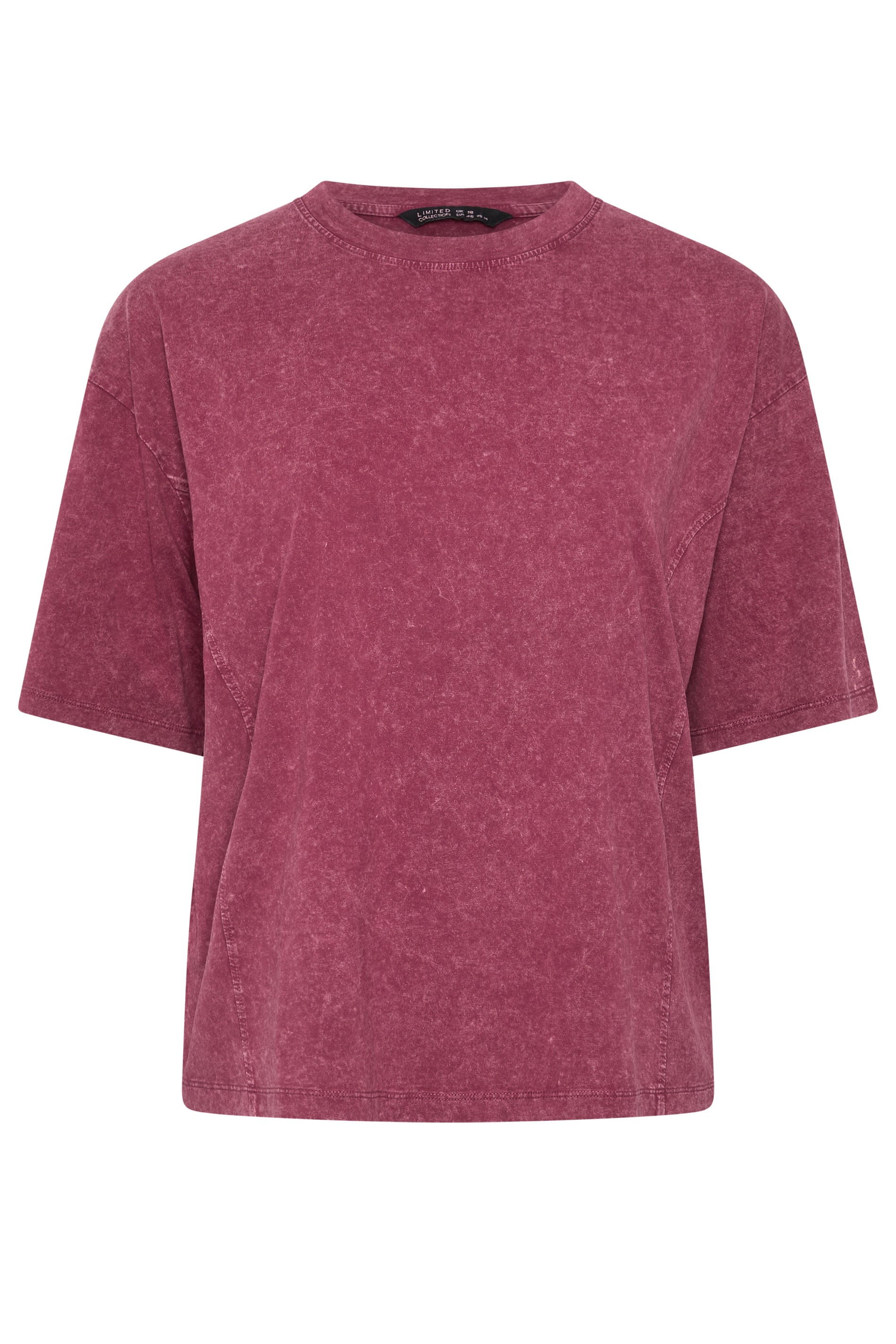 LIMITED COLLECTION Plus Size Red Acid Wash Seam Detail Top | Yours Clothing 5