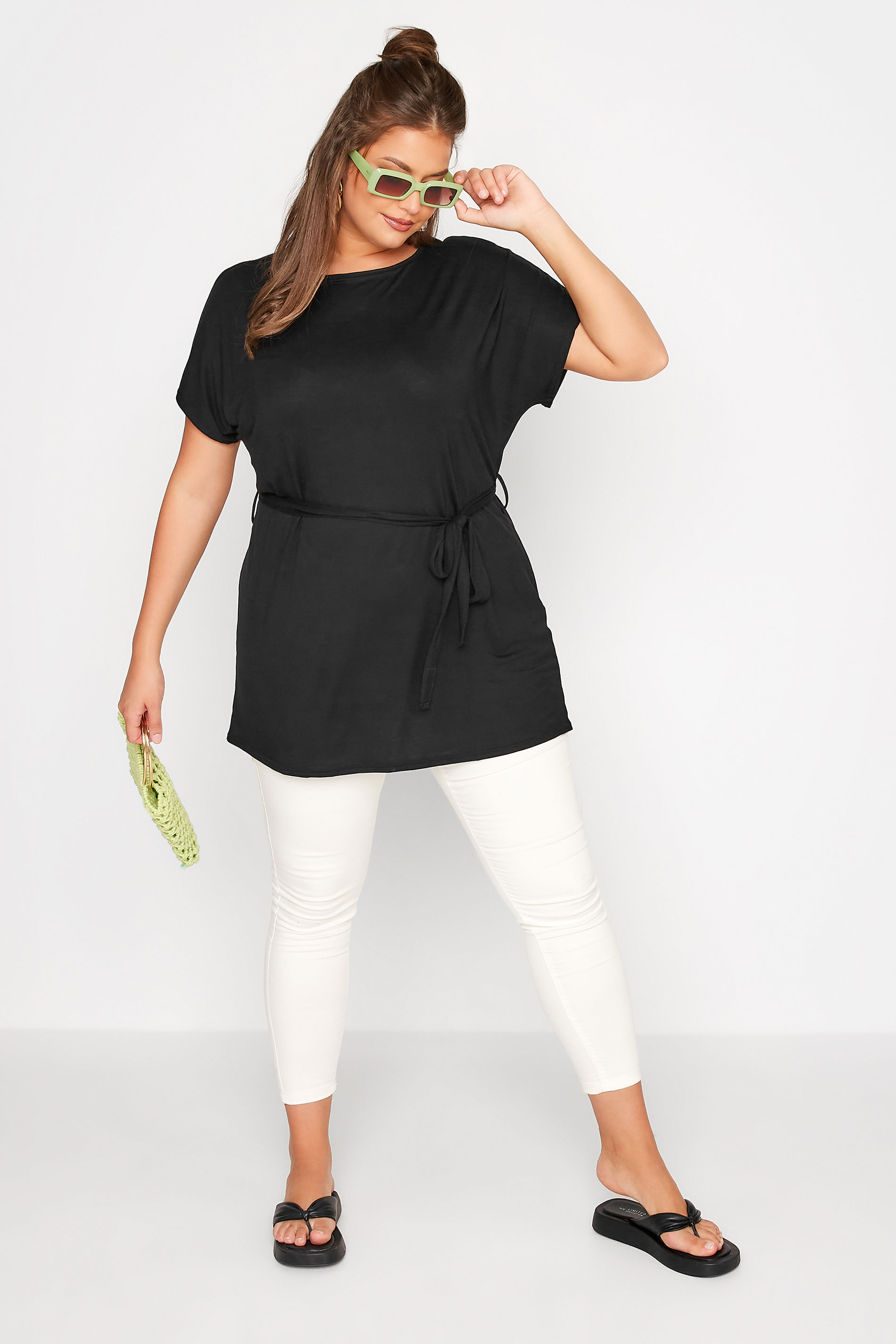 Grande taille  Tops Grande taille  Tops Casual | LIMITED COLLECTION Curve Black Waist Tie Top - KF20107