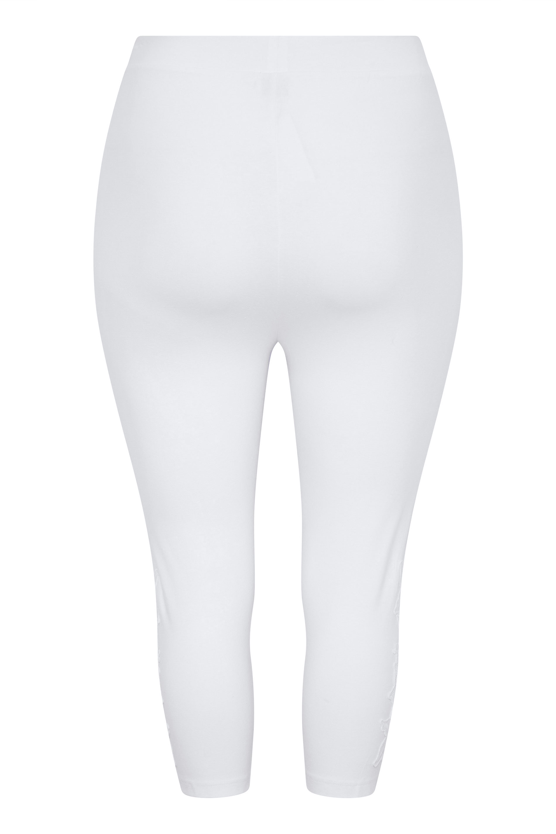 Plus White Lace Cropped Leggings | Yours Clothing