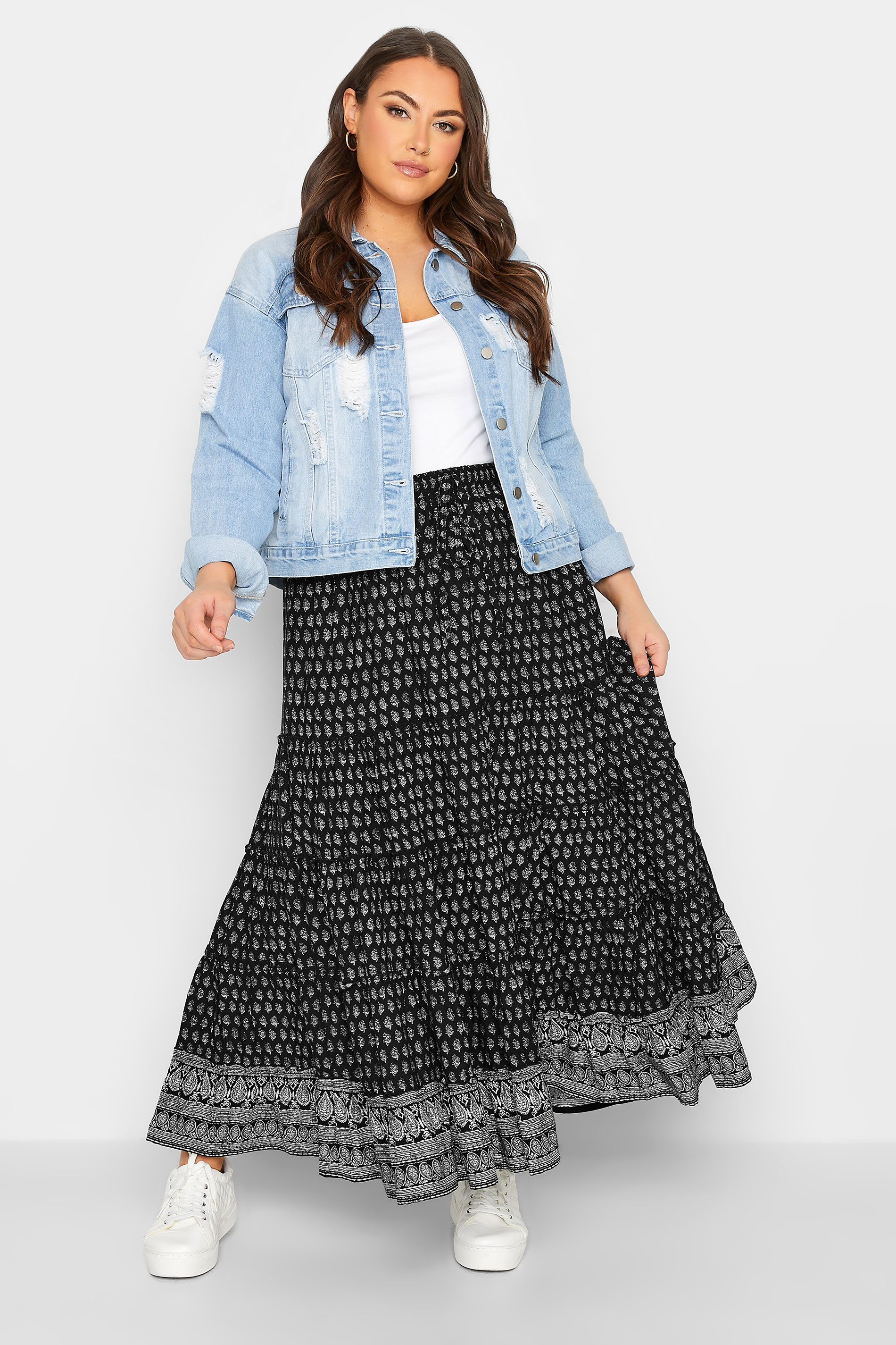 lounge Stor mængde erfaring YOURS Plus Size Black Tiered Gypsy Maxi Skirt | Yours Clothing