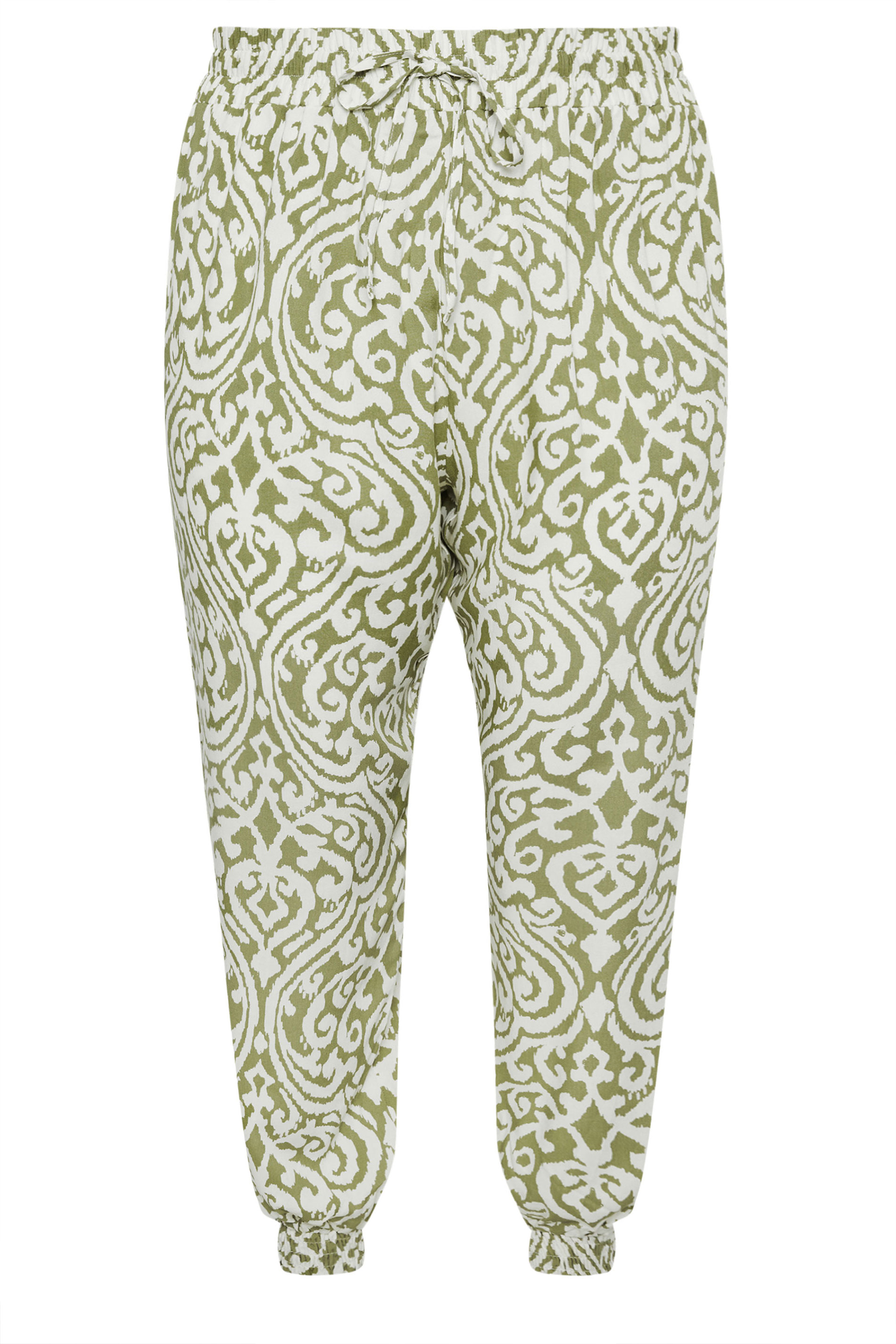 EVANS Plus Size Green Ikat Print Cuffed Harem Trousers | Evans  5