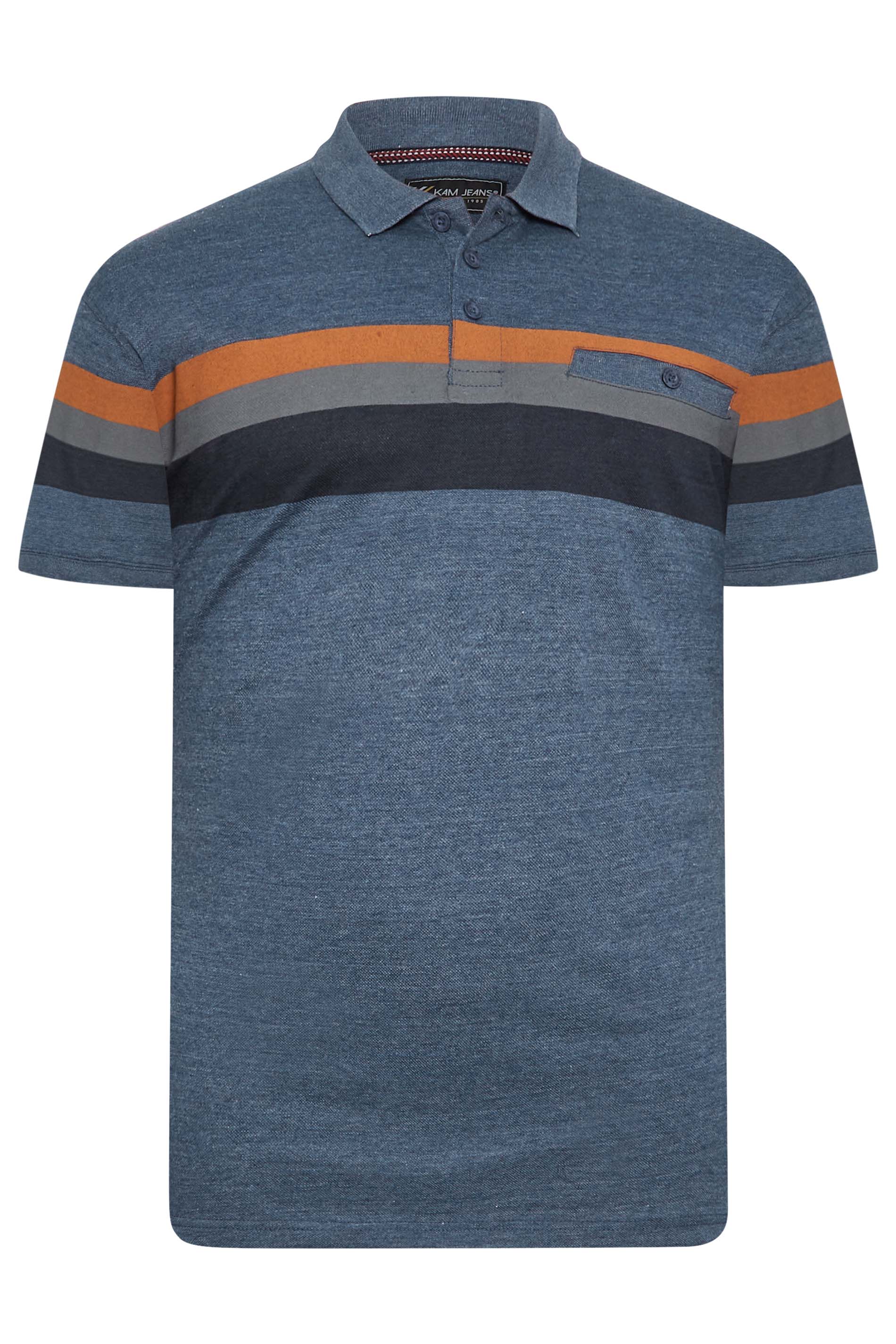 KAM Big & Tall Blue Stripe Polo Shirt | BadRhino 3