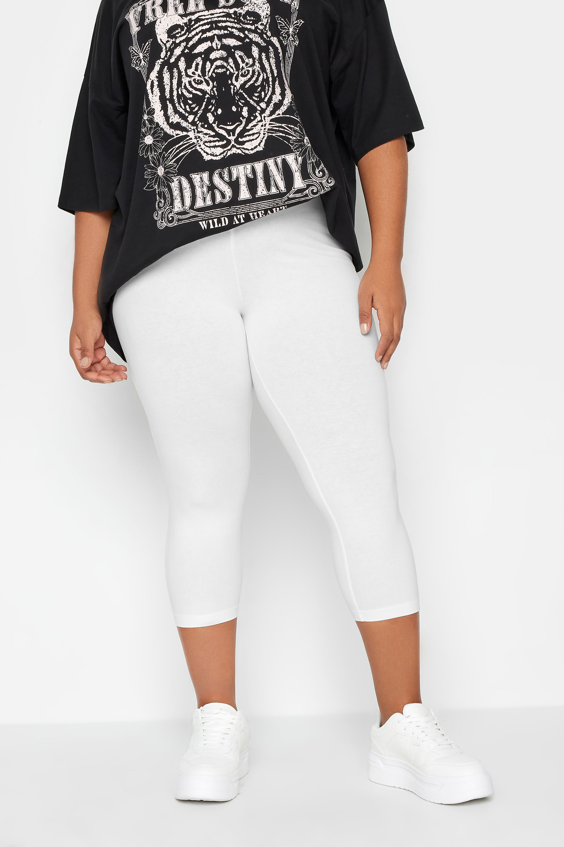 YOURS Curve Plus Size White Cropped Leggings | Yours Clothing  1
