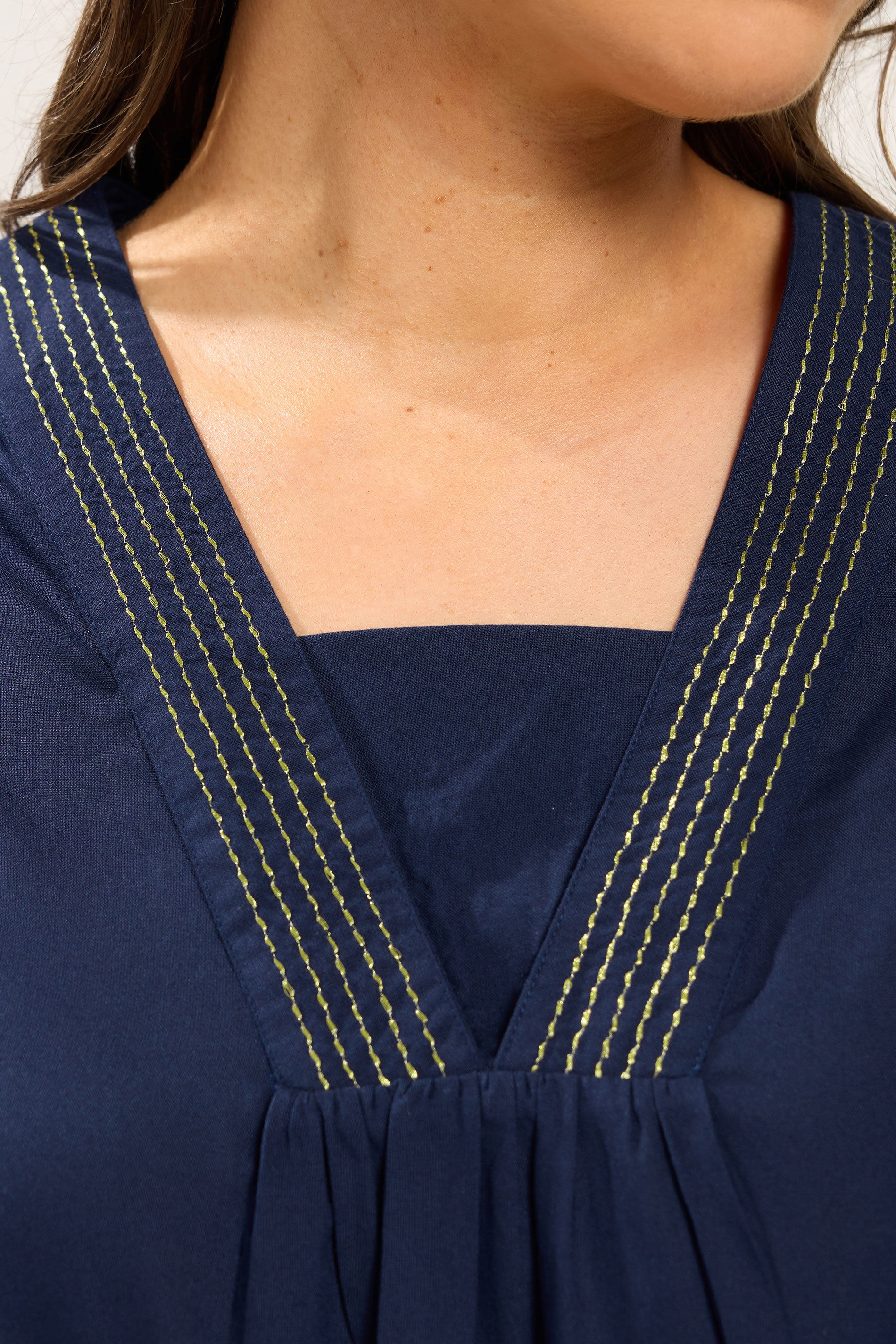 Niimee Navy Blue Kaftan Top | Yours Clothing