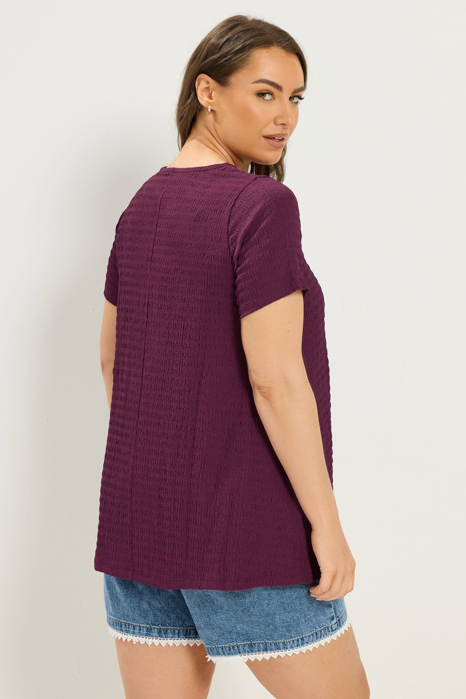 YOURS Plus Size Purple Textured Swing Top | Yours Clothing 2