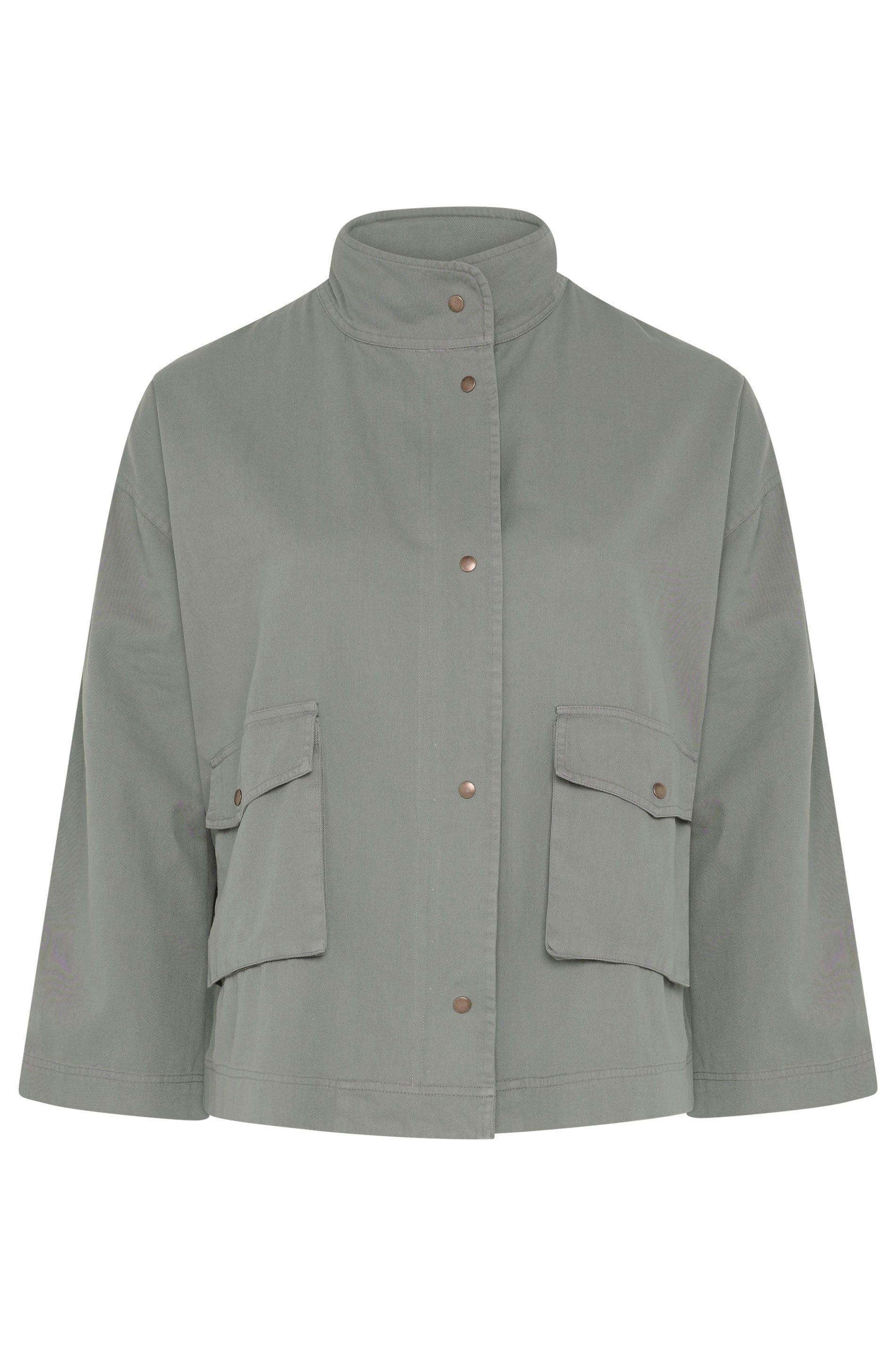 LIMITED COLLECTION Plus Size Stone Grey Funnel Neck Shacket | Yours Clothing 6