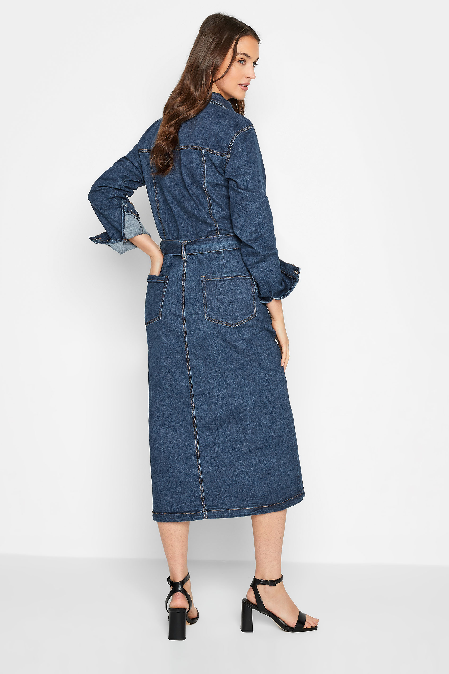 LTS Tall Womens Blue Denim Button Through Dress | Yours Clothing  3