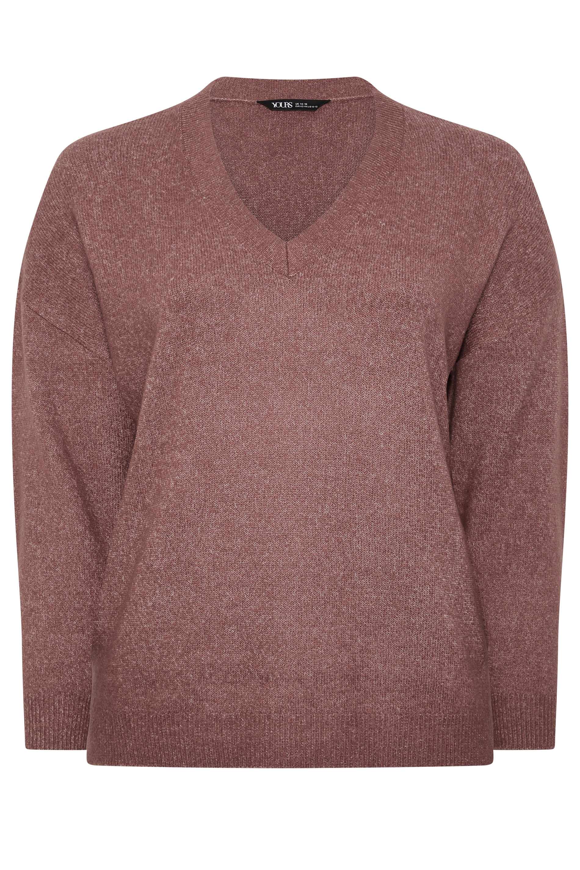 YOURS Plus Size Dark Pink V-Neck Soft Touch Jumper | Yours Clothing 6