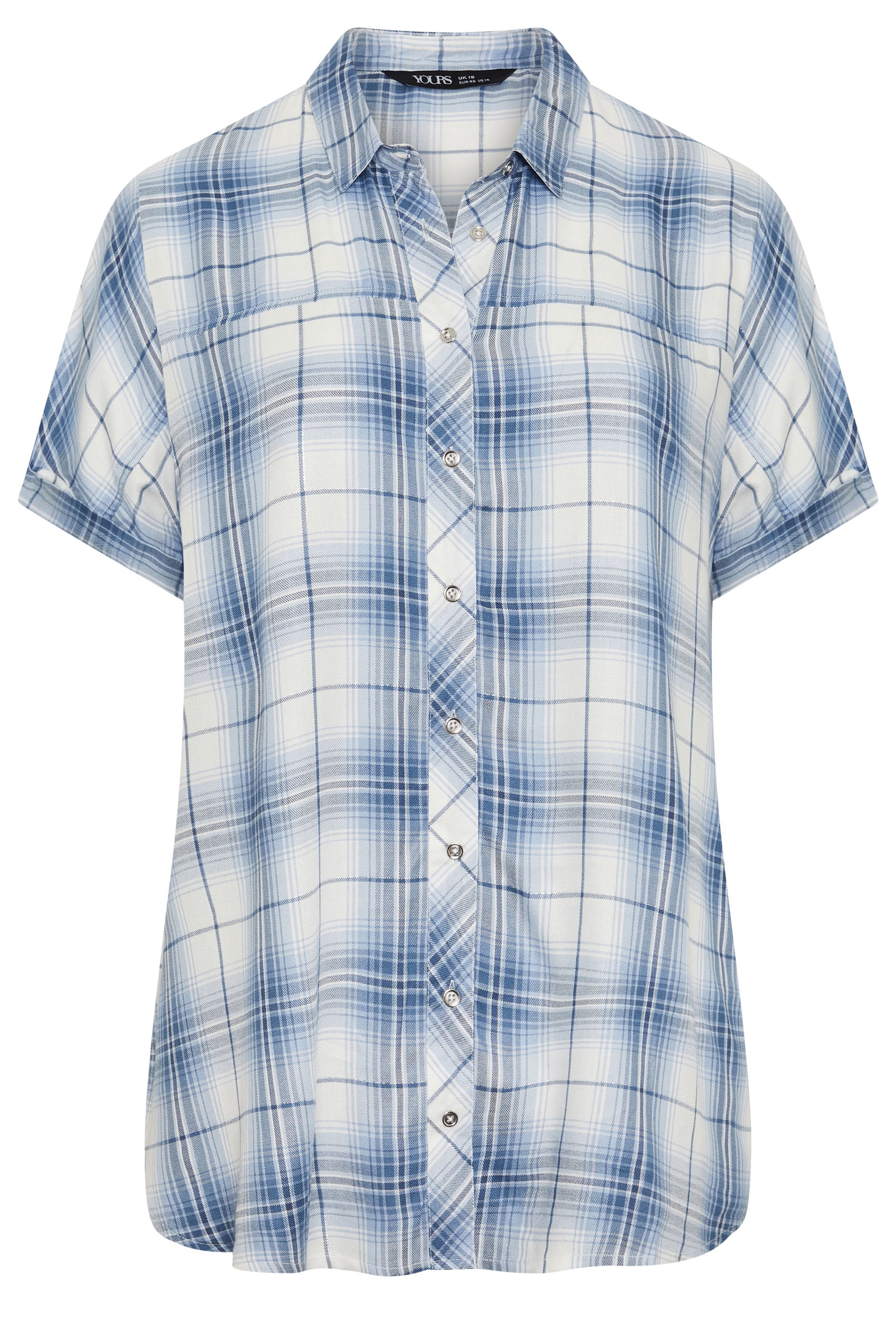 YOURS Plus Size Blue Checked Shirt | Yours Clothing 5