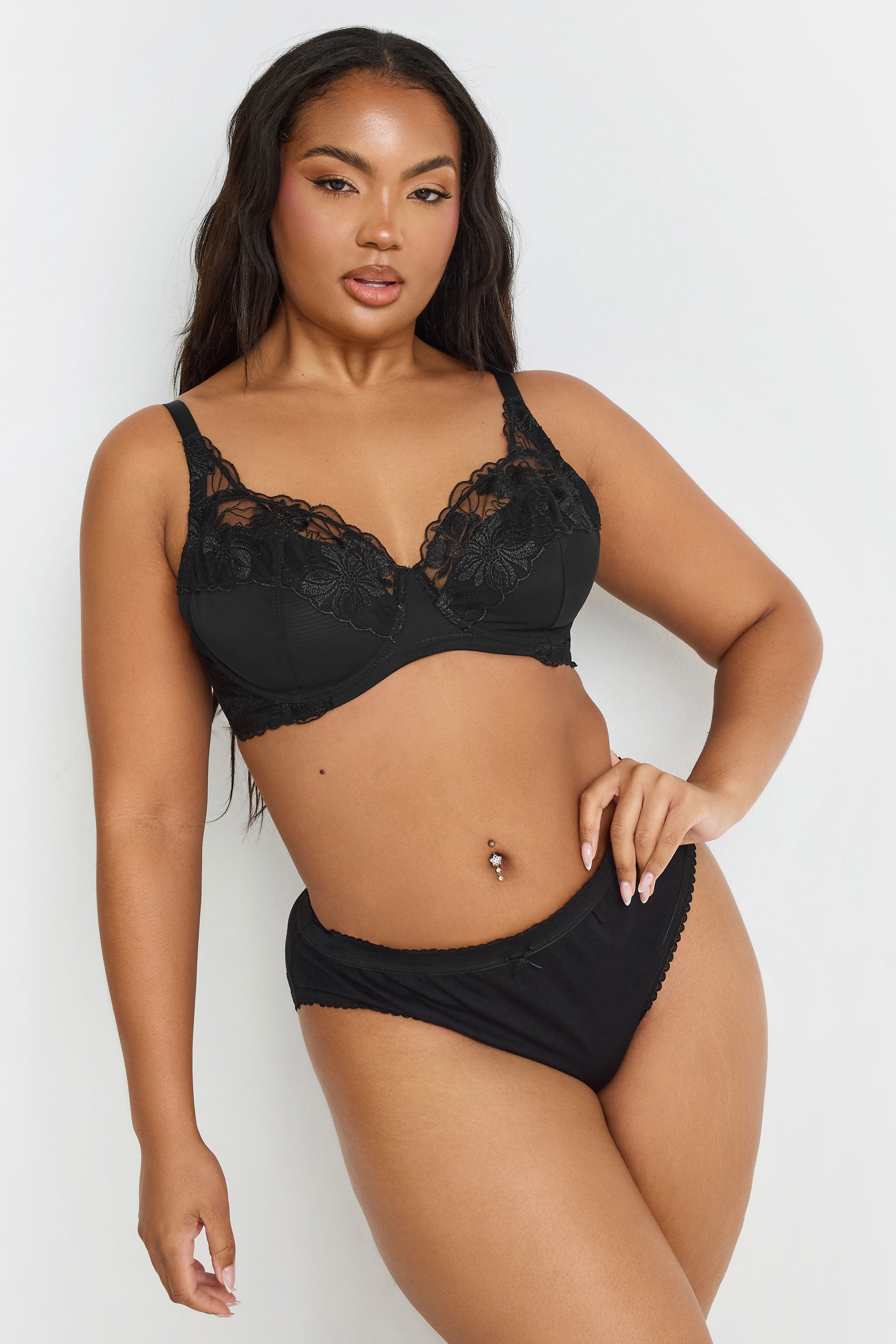 M&Co 2 PACK Purple & Black Floral Lace Trim Bra | M&Co 5
