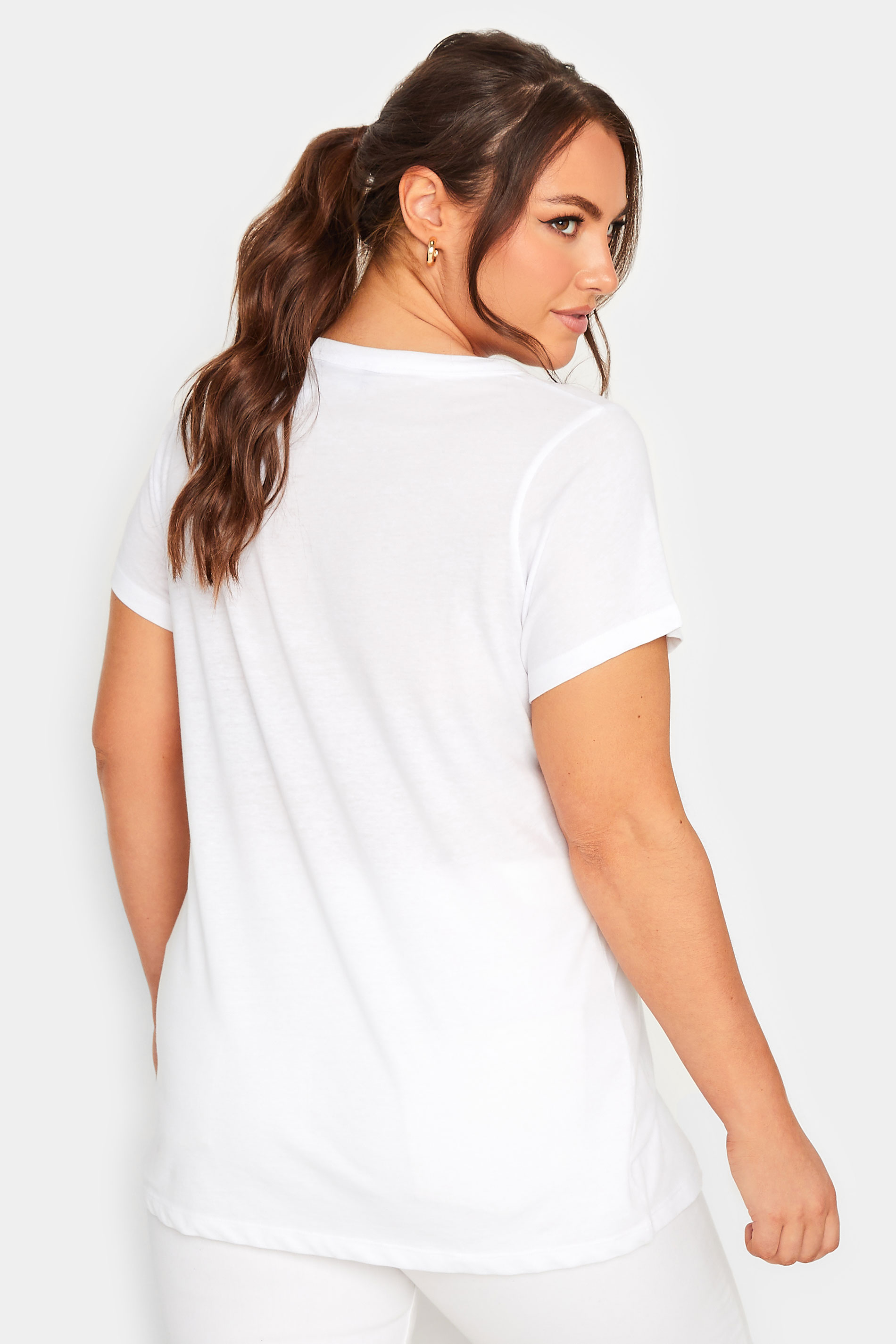 YOURS Plus Size White Flower Heart T-Shirt | Yours Clothing 3