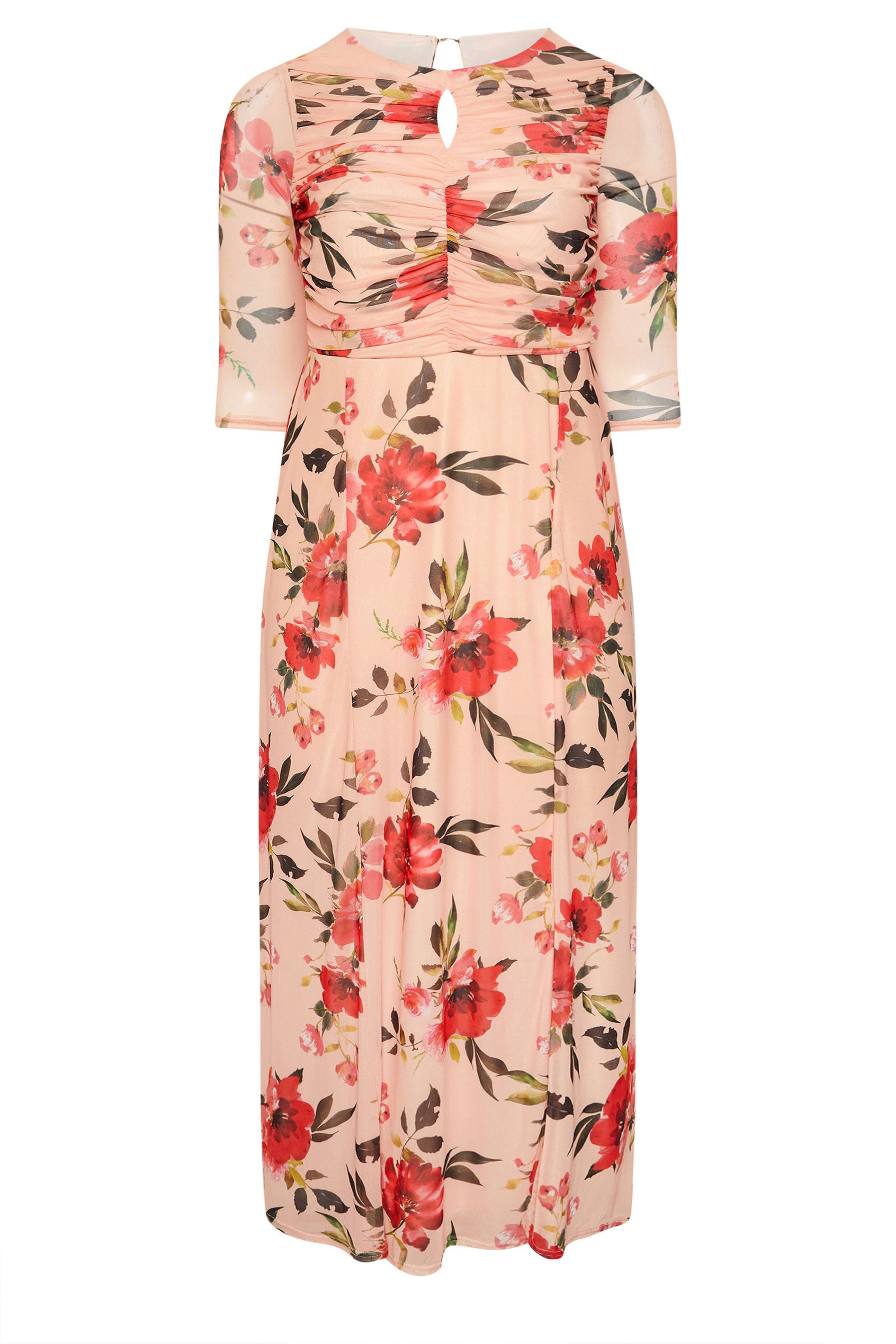 YOURS LONDON Plus Size Orange Floral Keyhole Detail Maxi Dress | Yours Clothing 5