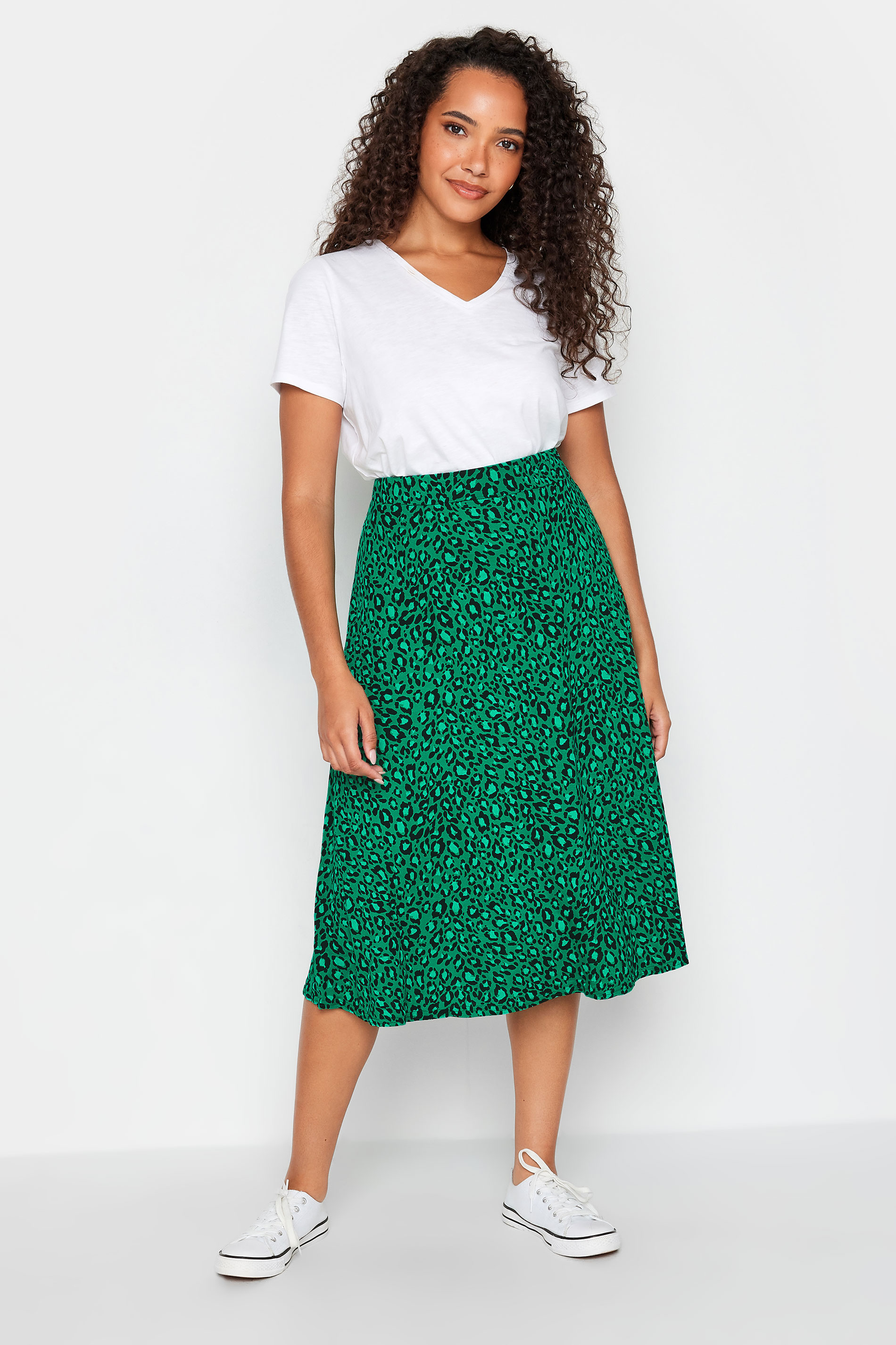 M&Co Green Leopard Print Jersey Midi Skirt | M&Co 2