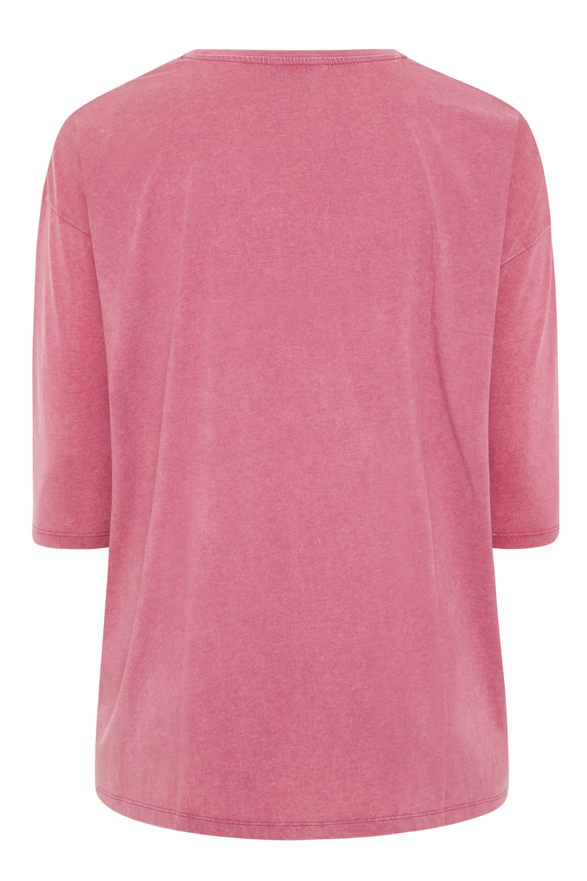 Pink Acid Wash Drop Shoulder Top | Yours Clothing