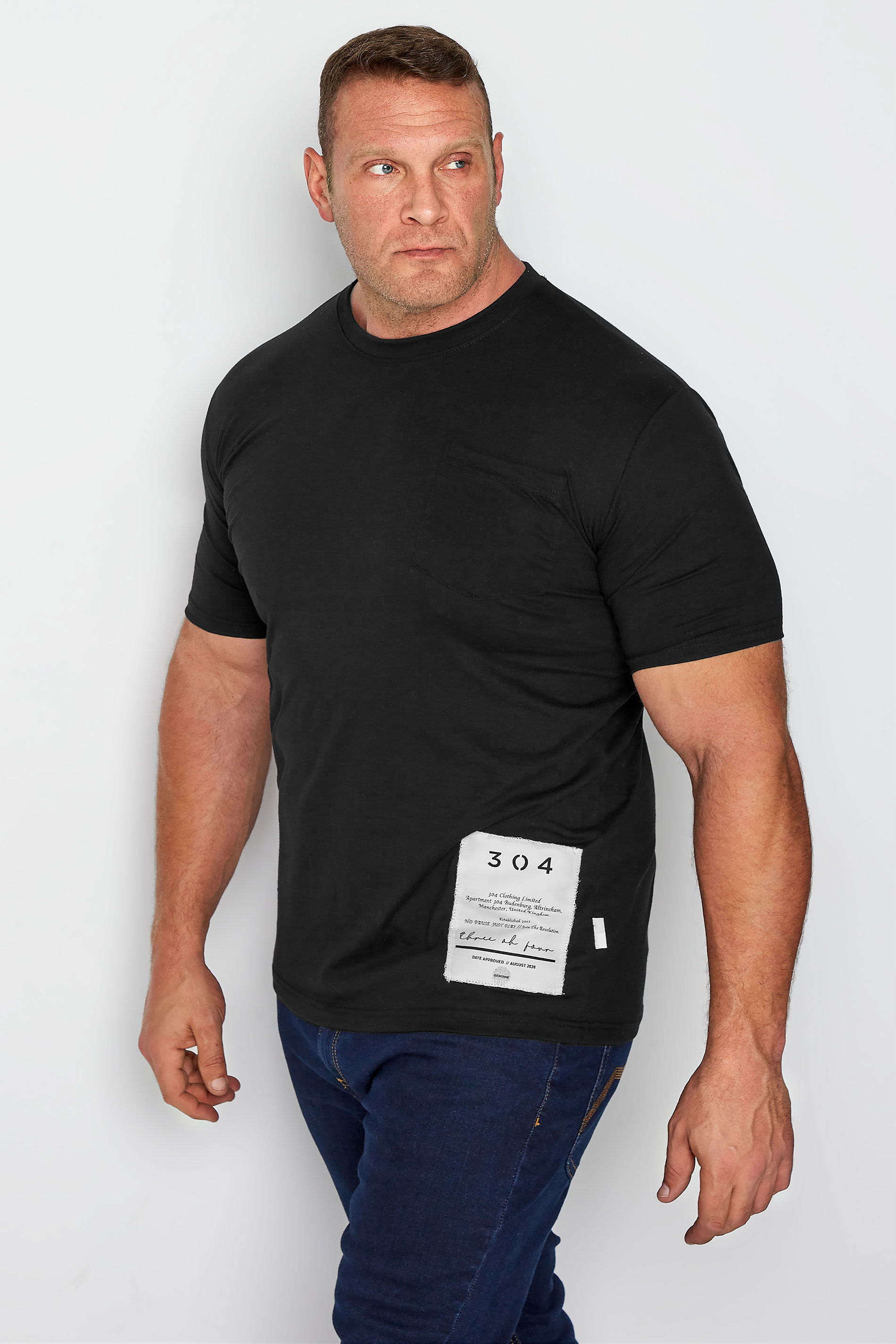 304 CLOTHING Big & Tall Black Patch T-Shirt 1