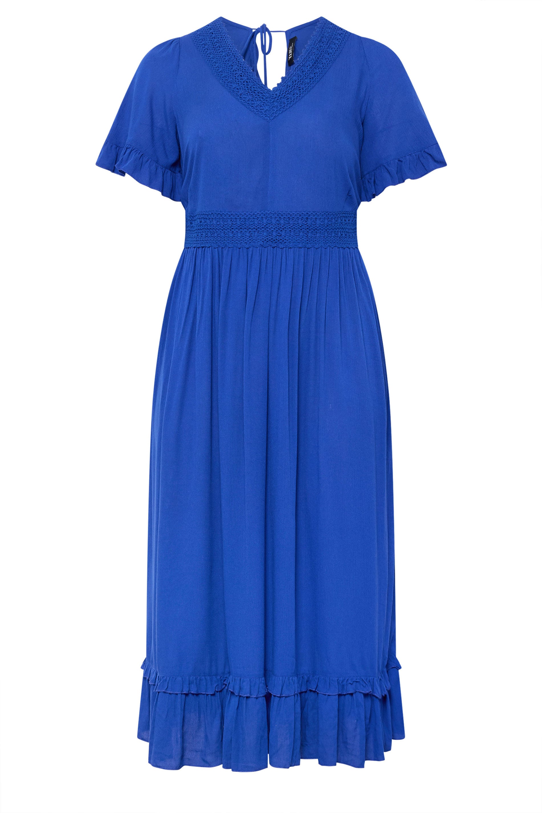 YOURS Plus Size Cobalt Blue Crochet Maxi Dress | Yours Clothing 5