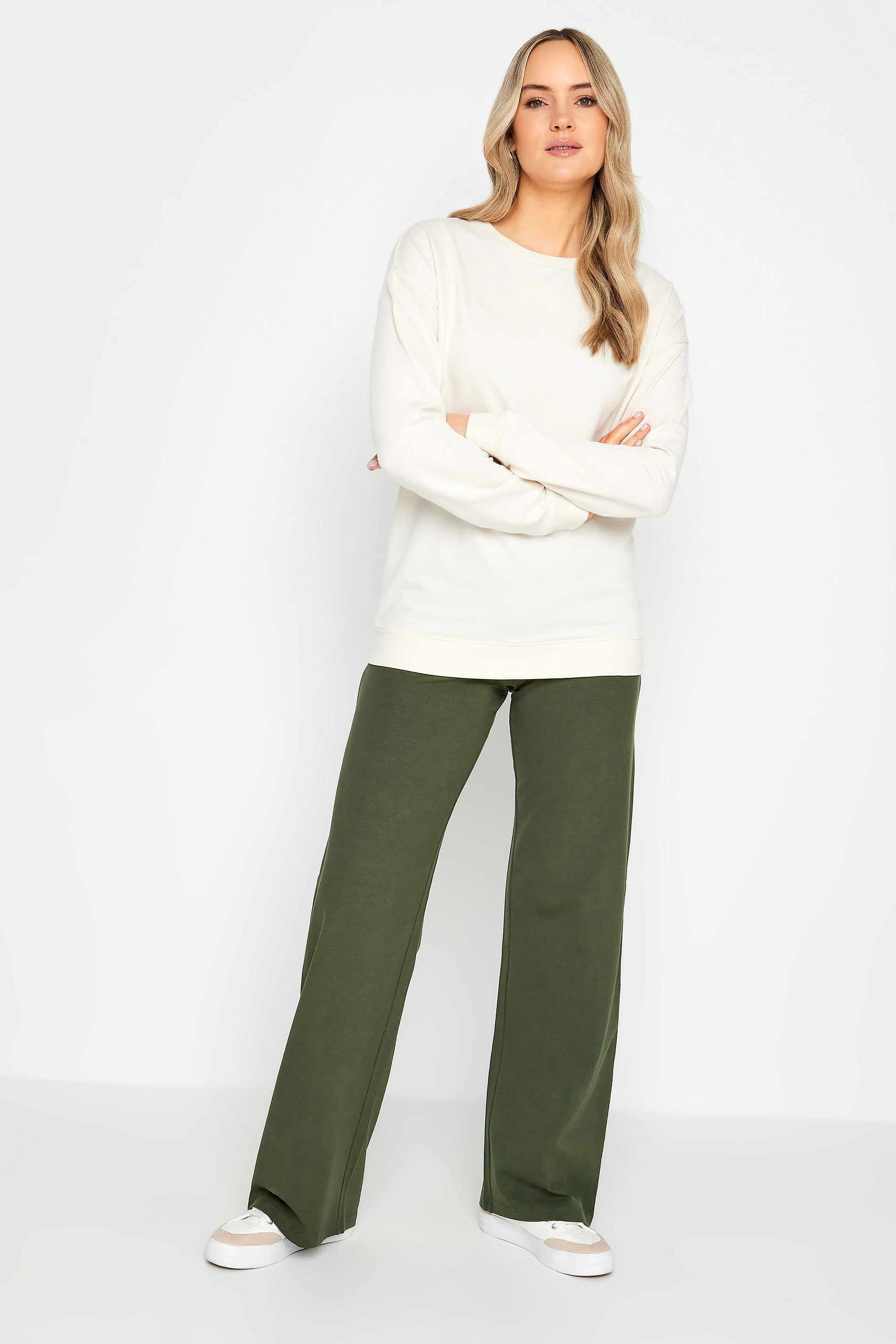 LTS Tall Womens Khaki Green Wide Leg Yoga Pants | Long Tall Sally 2