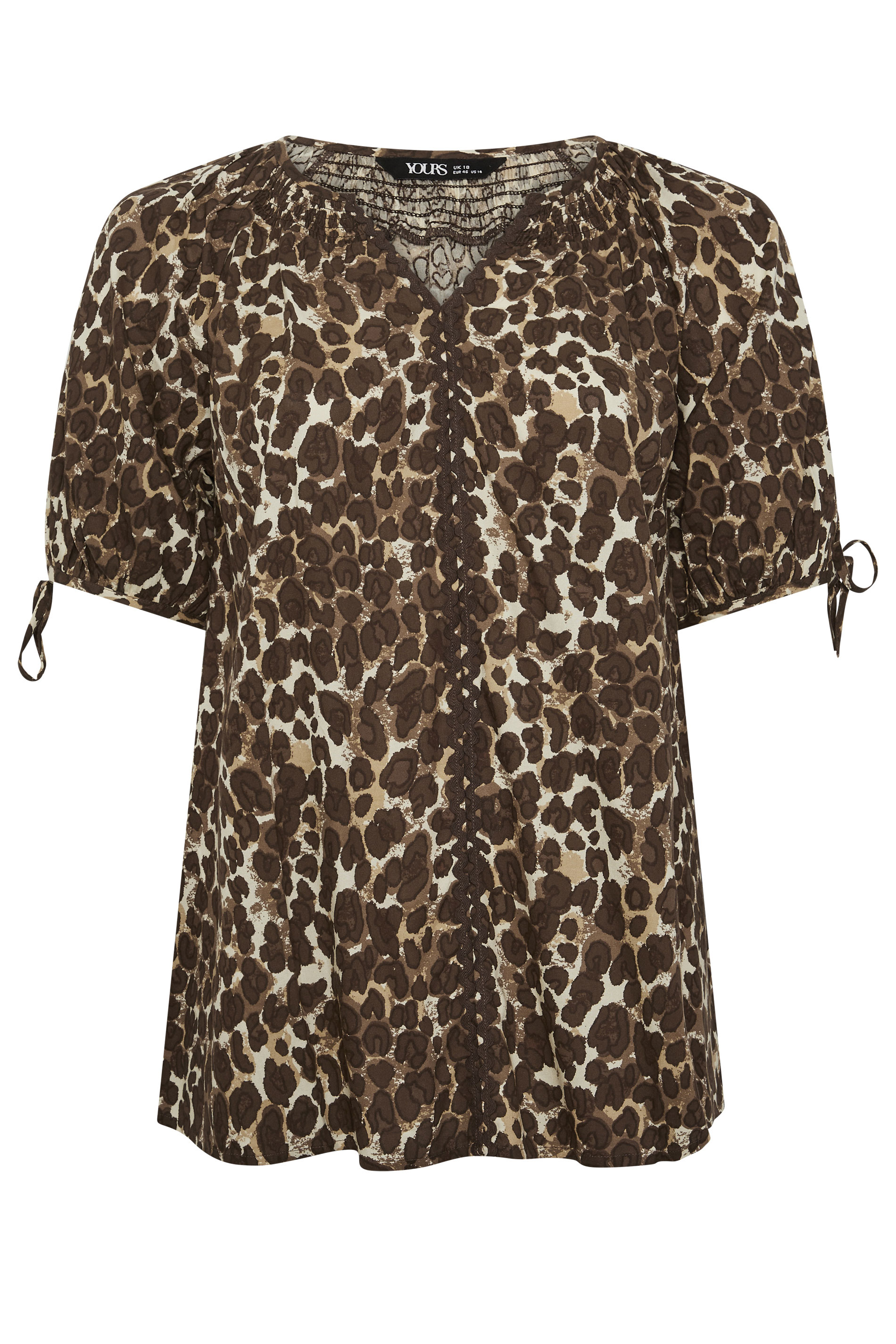 YOURS Plus Size Brown Leopard Swirl Detail Blouse | Yours Clothing 5