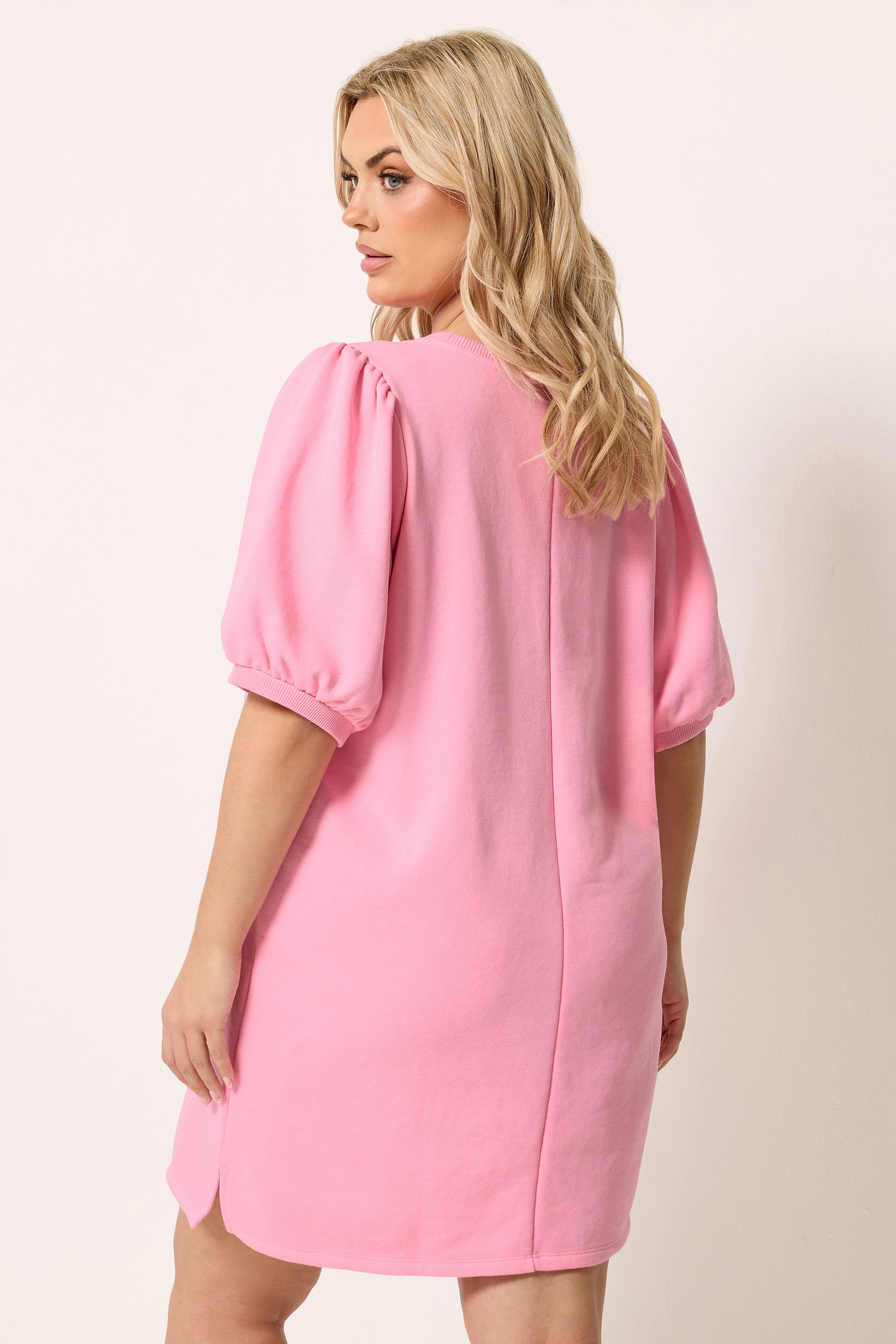 YOURS Plus Size Pink Balloon Sleeve Dress | Yours Clothing 2