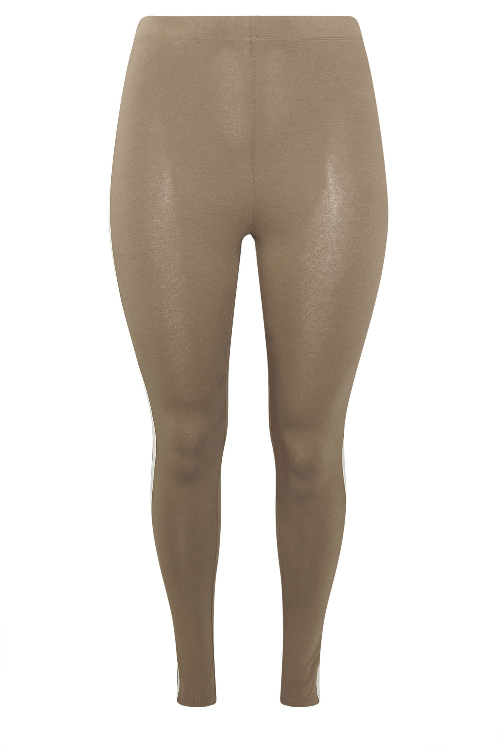 YOURS ACTIVE Plus Size Brown Side Stripe Leggings | Yours Clothing 7
