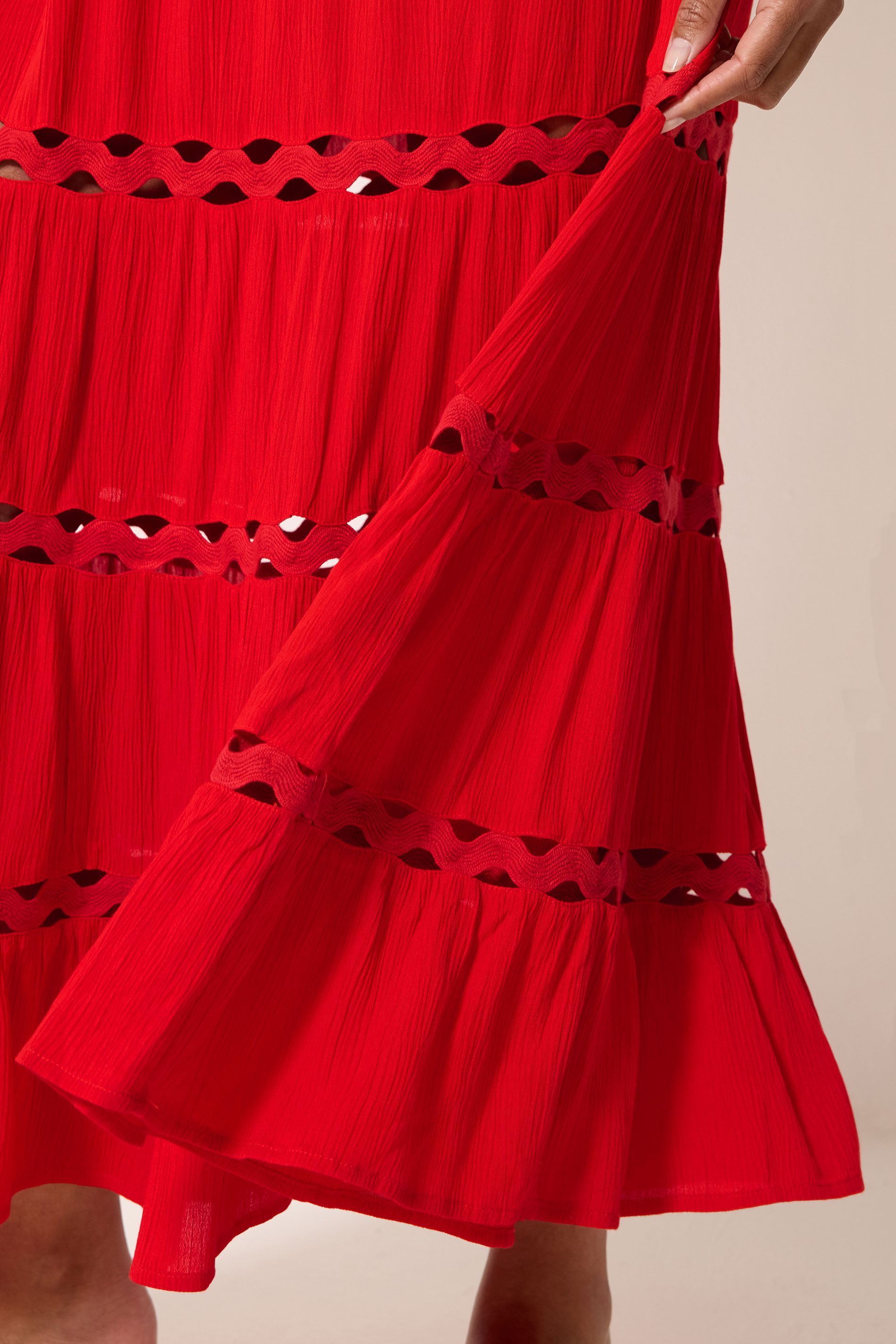 M&Co Red Sleeveless Tiered Maxi Dress | M&Co 5