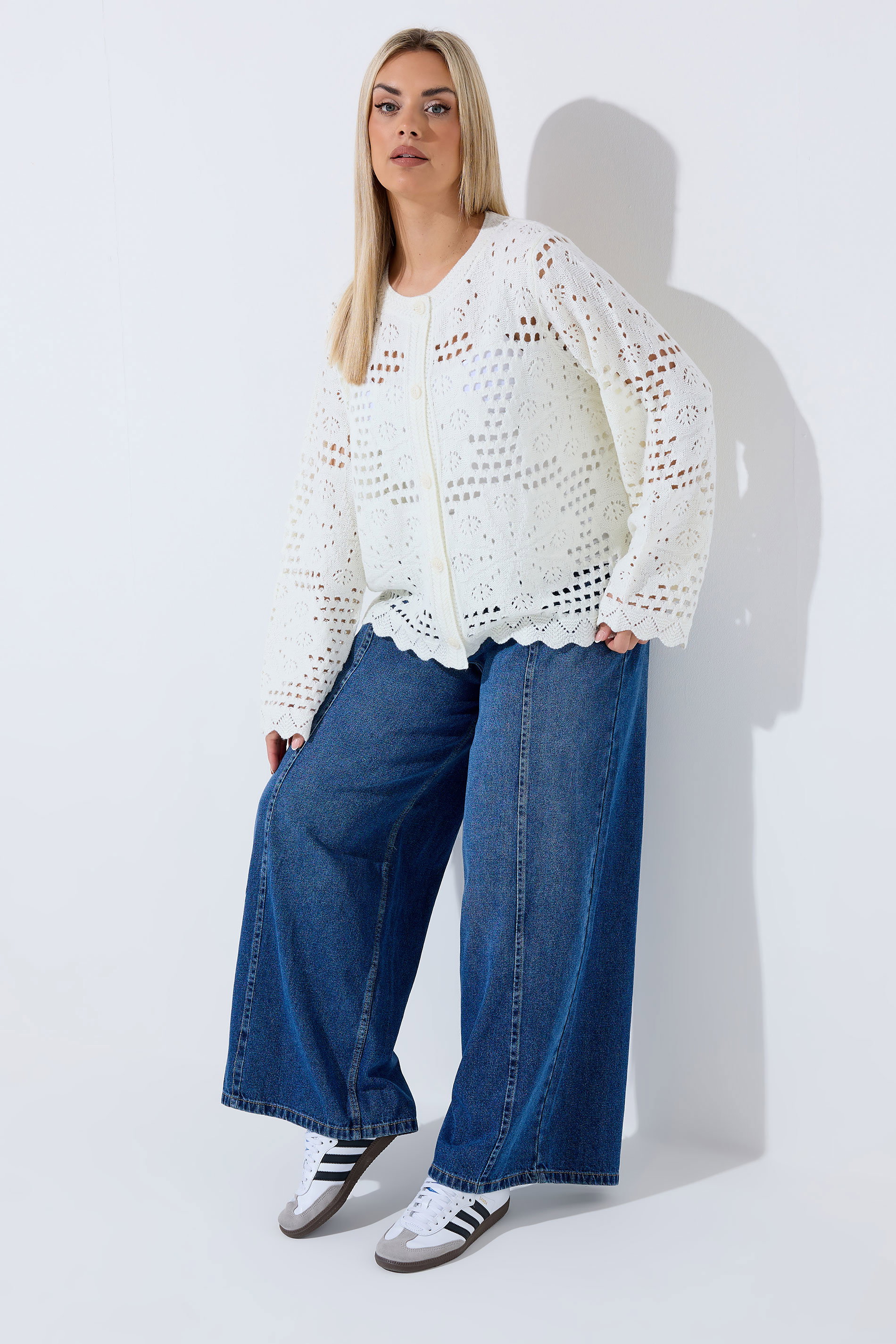 LIMITED COLLECTION Plus Size Ivory White Floral Crochet Cardigan | Yours Clothing 1