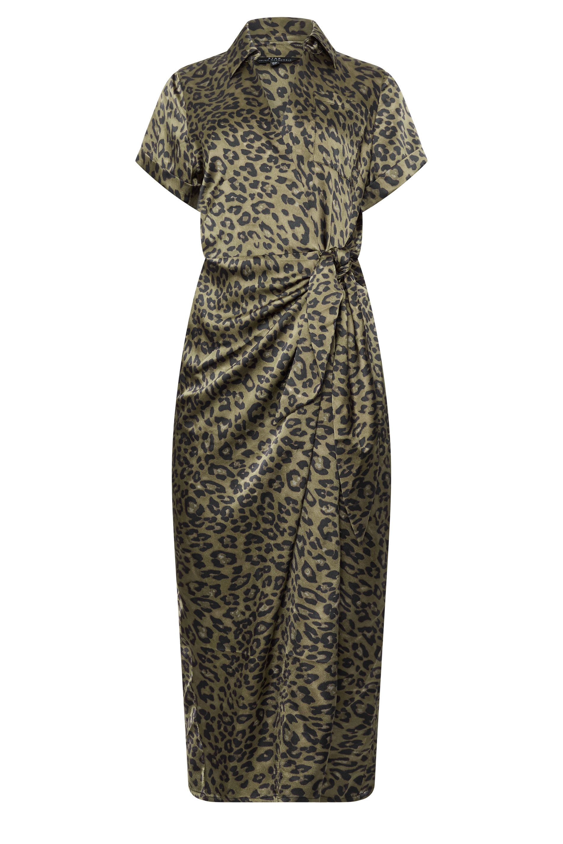 STAR Khaki Green Leopard Satin Maxi Dress | StarByJM 5