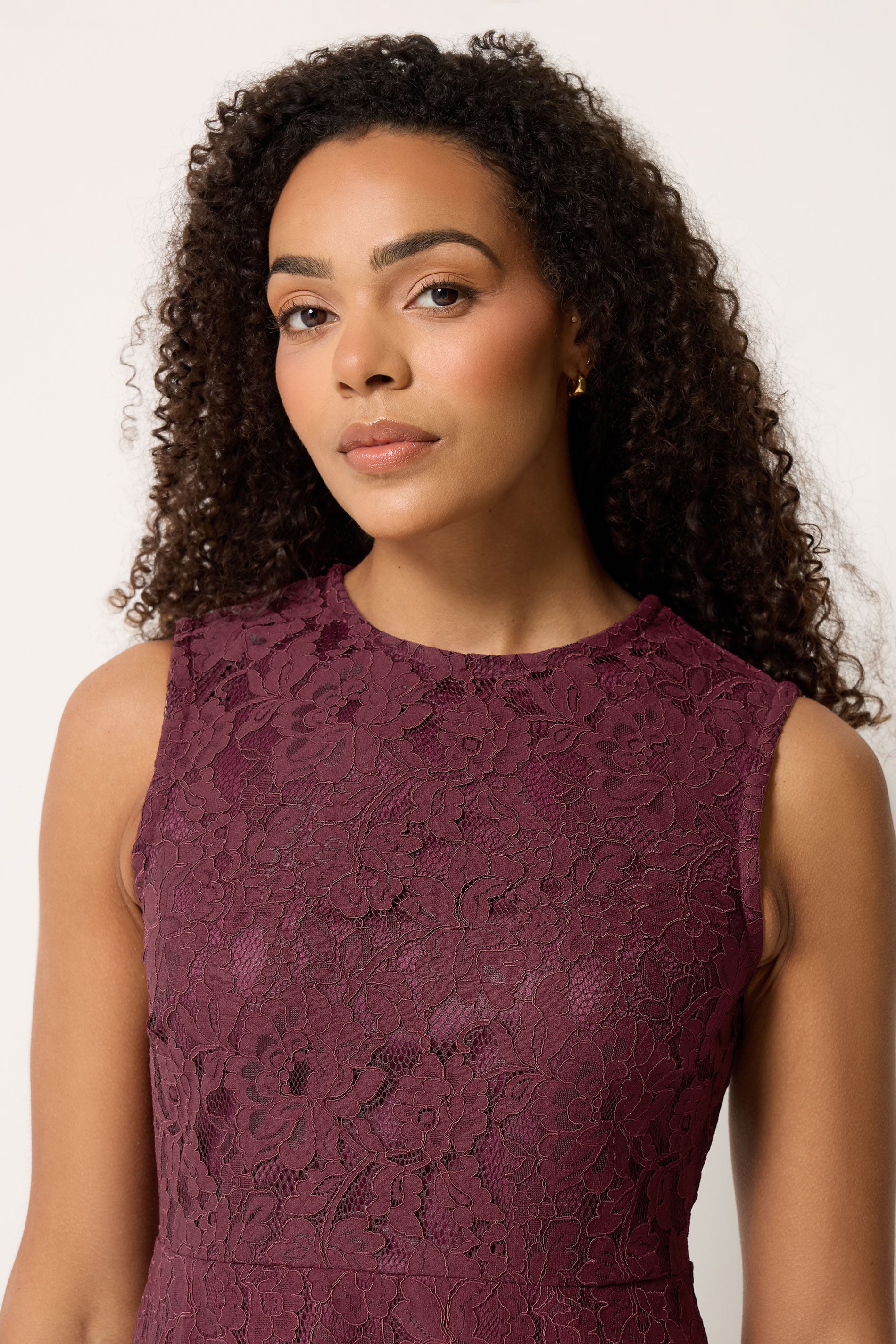 M&Co Burgundy Red Lace Skater Dress | M&Co 4